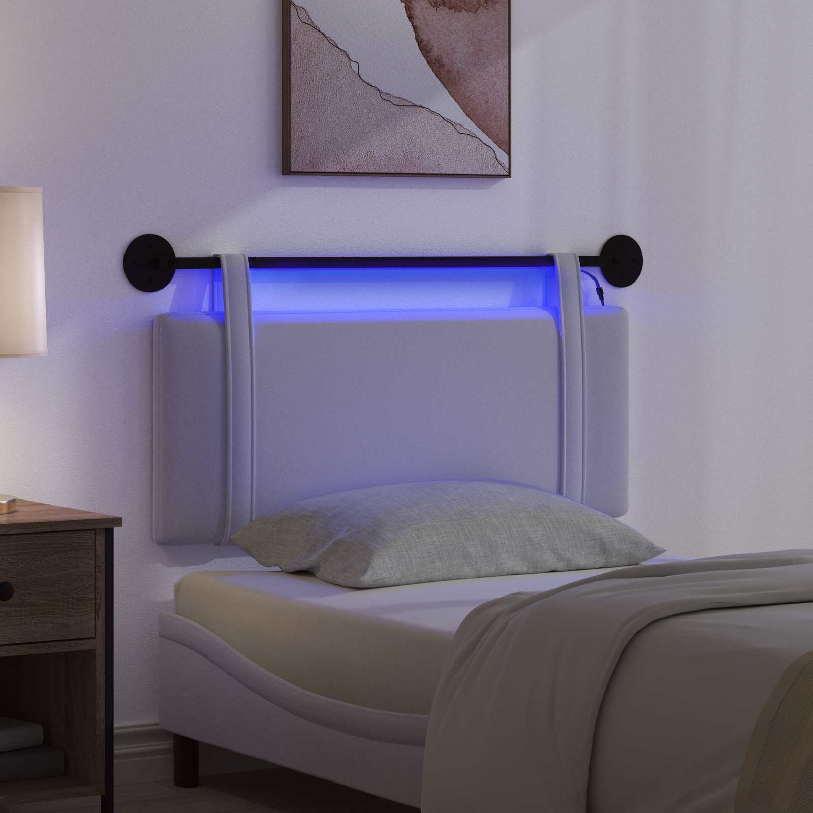 Tête de lit suspendue Avec lumière LED Blanc Tissu - XIOS