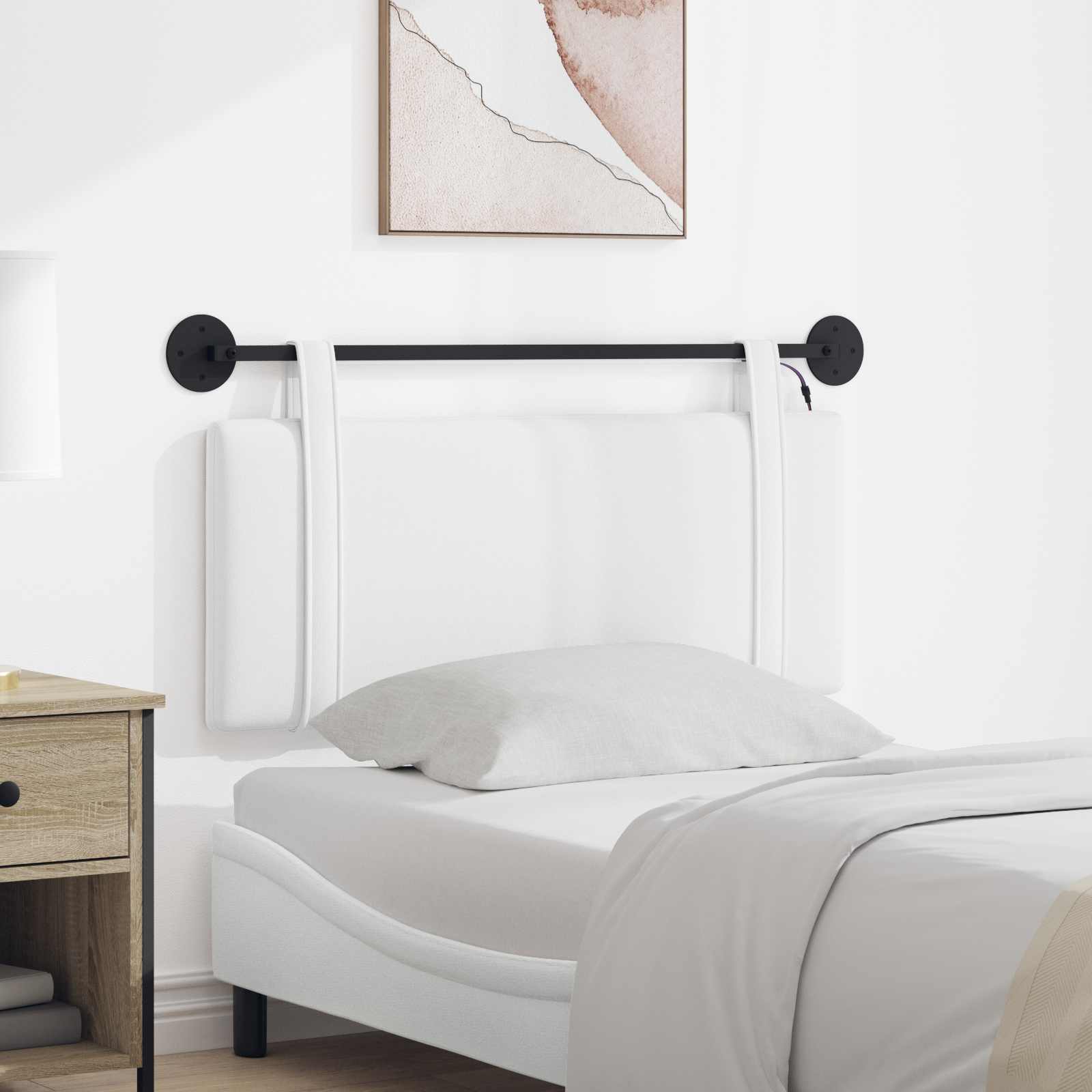 Tête de lit suspendue Avec lumière LED Blanc Tissu - XIOS