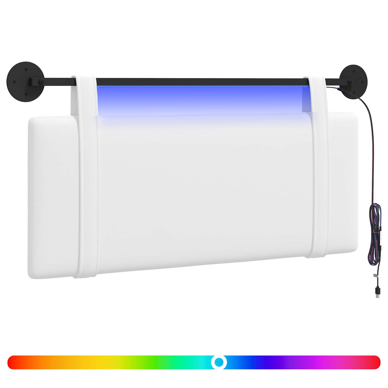 Tête de lit suspendue Avec lumière LED Blanc Tissu - XIOS