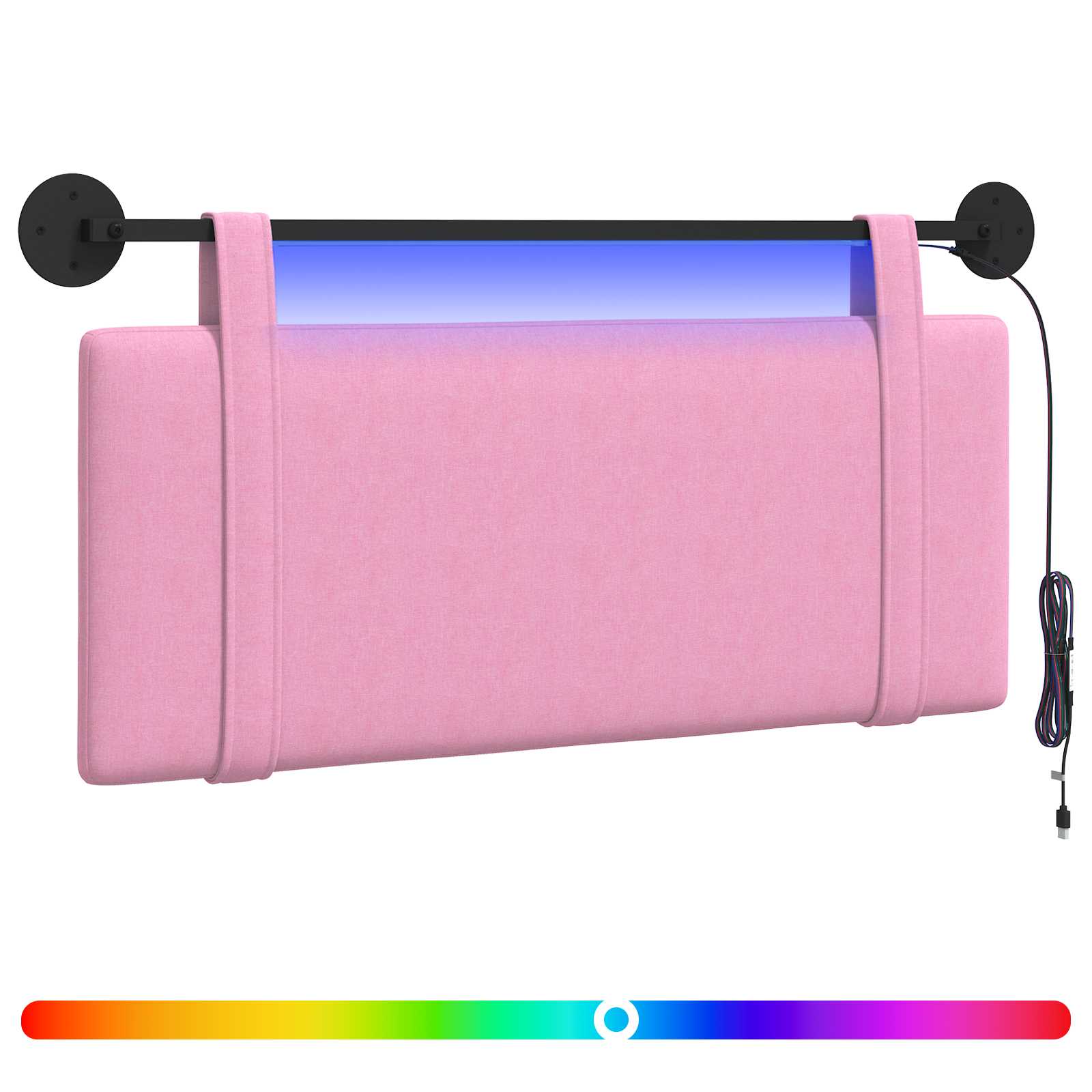 Tête de lit suspendue Avec lumière LED Rose Tissu - XIOS