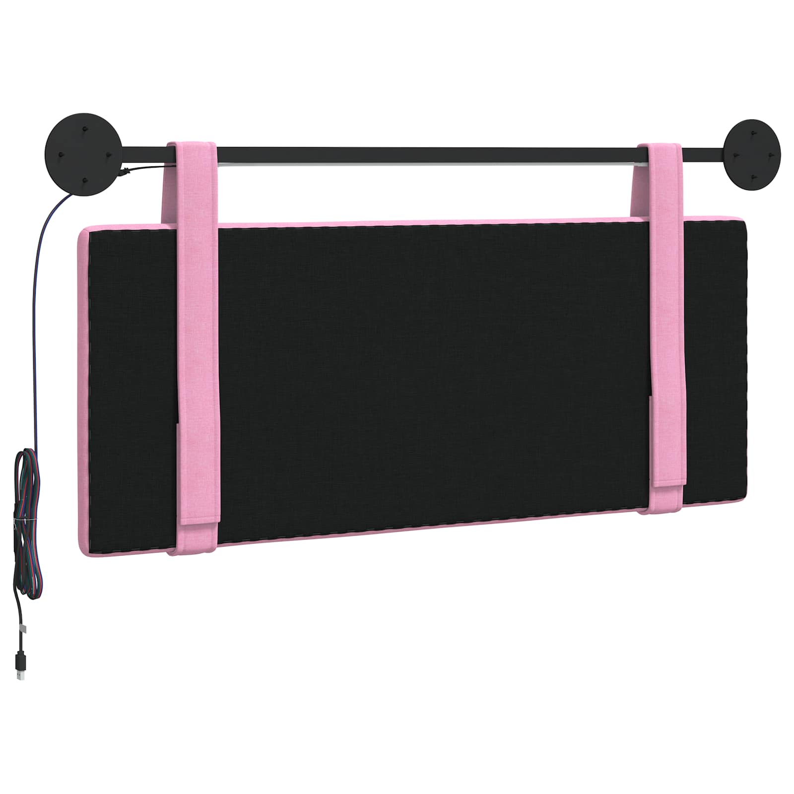 Tête de lit suspendue Avec lumière LED Rose Tissu - XIOS