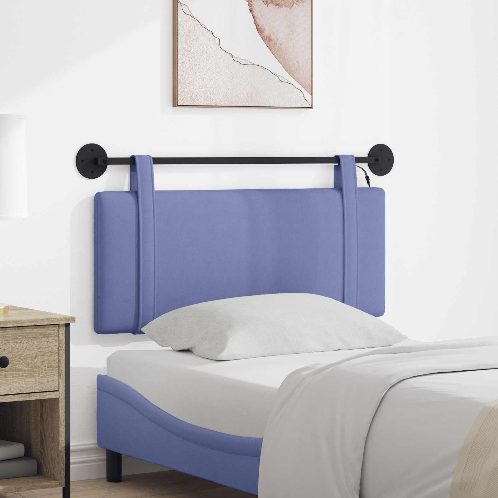 Tête de lit suspendue Avec lumière LED Bleu denim Tissu - XIOS