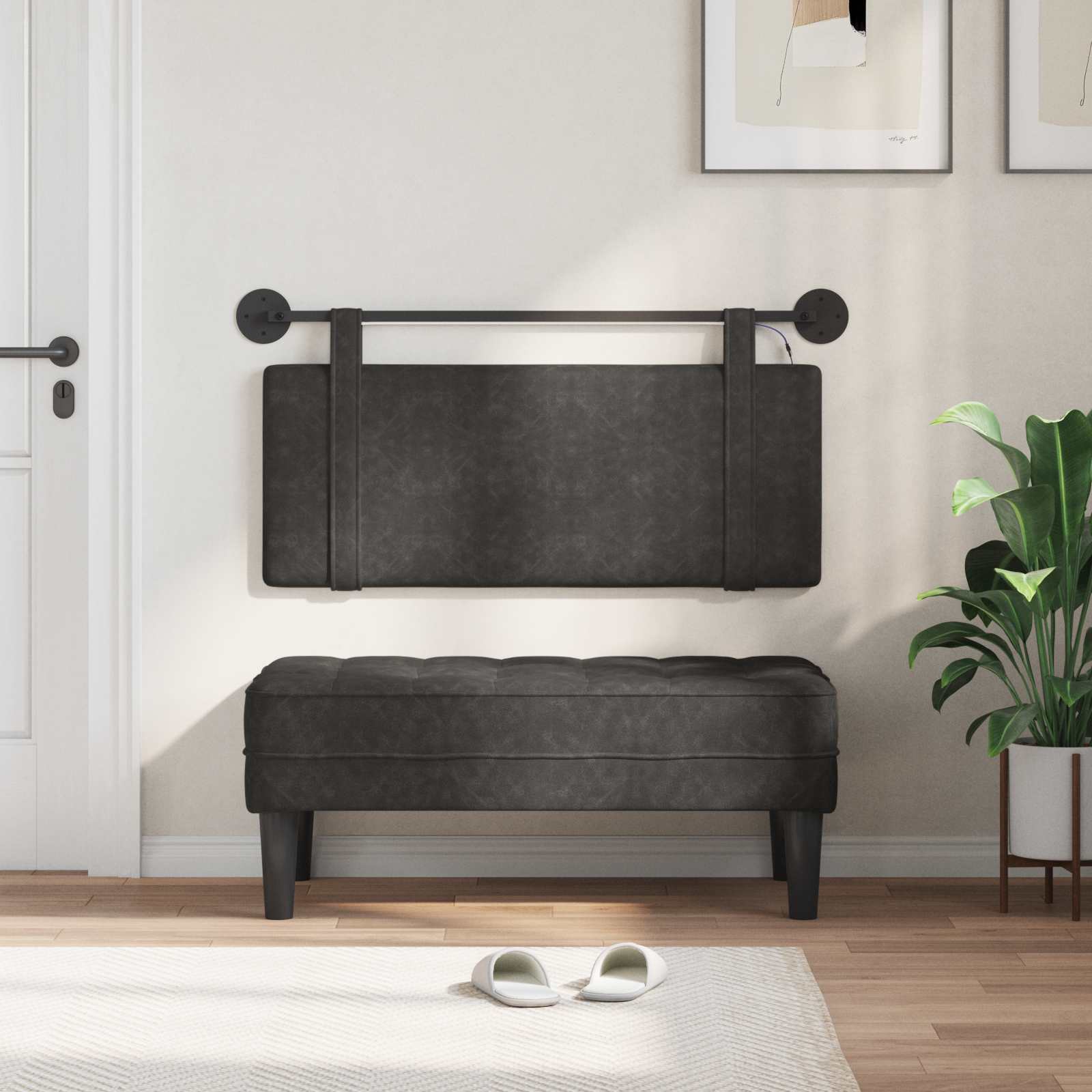 Tête de lit suspendue Avec lumière LED Noir PU antique - XIOS