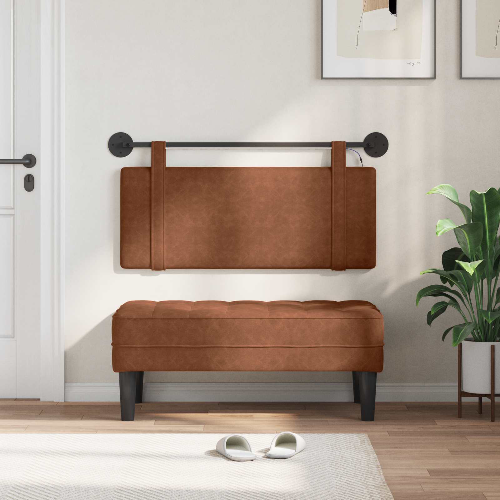 Tête de lit suspendue Avec lumière LED Marron PU antique - XIOS