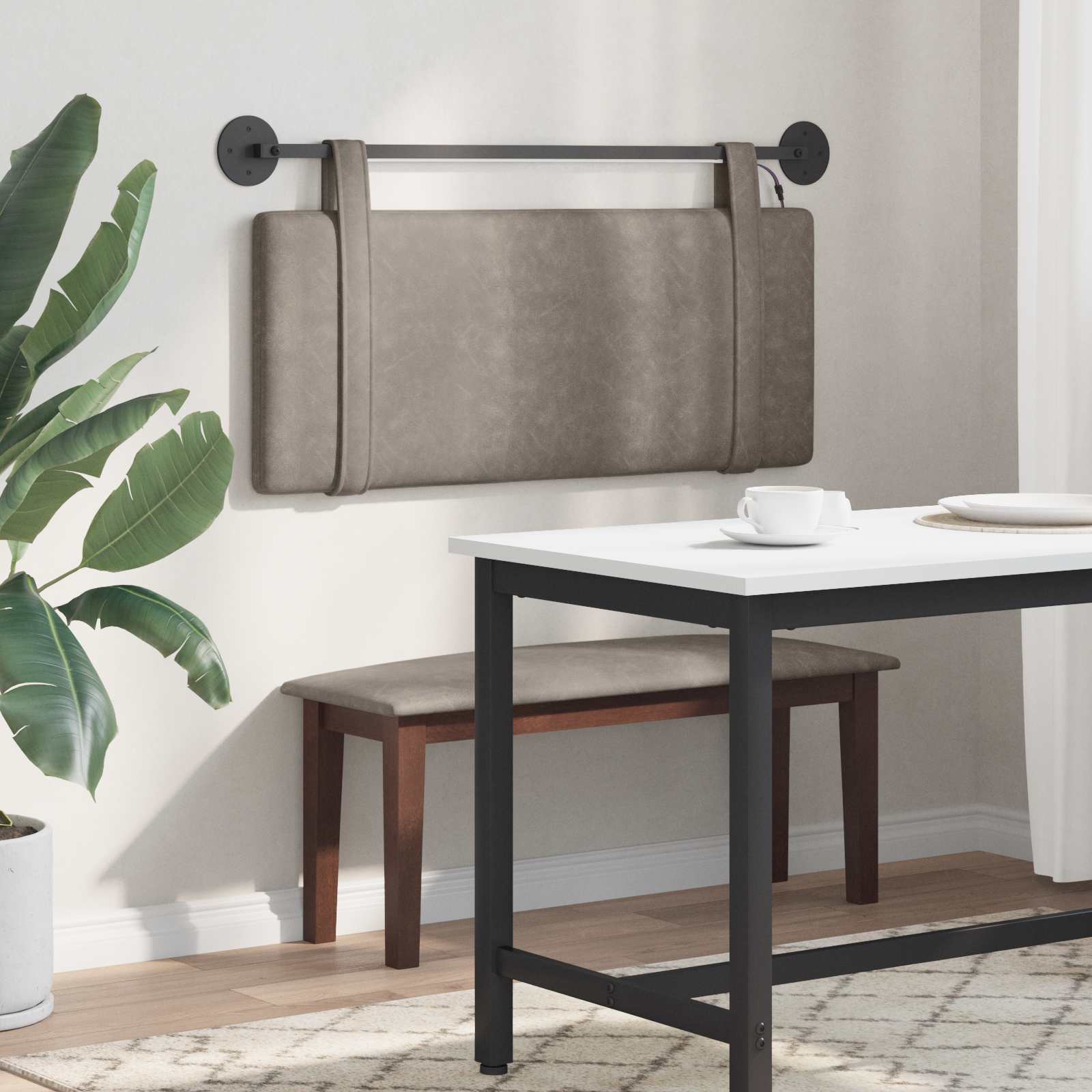 Tête de lit suspendue Avec lumière LED Gris PU antique - XIOS