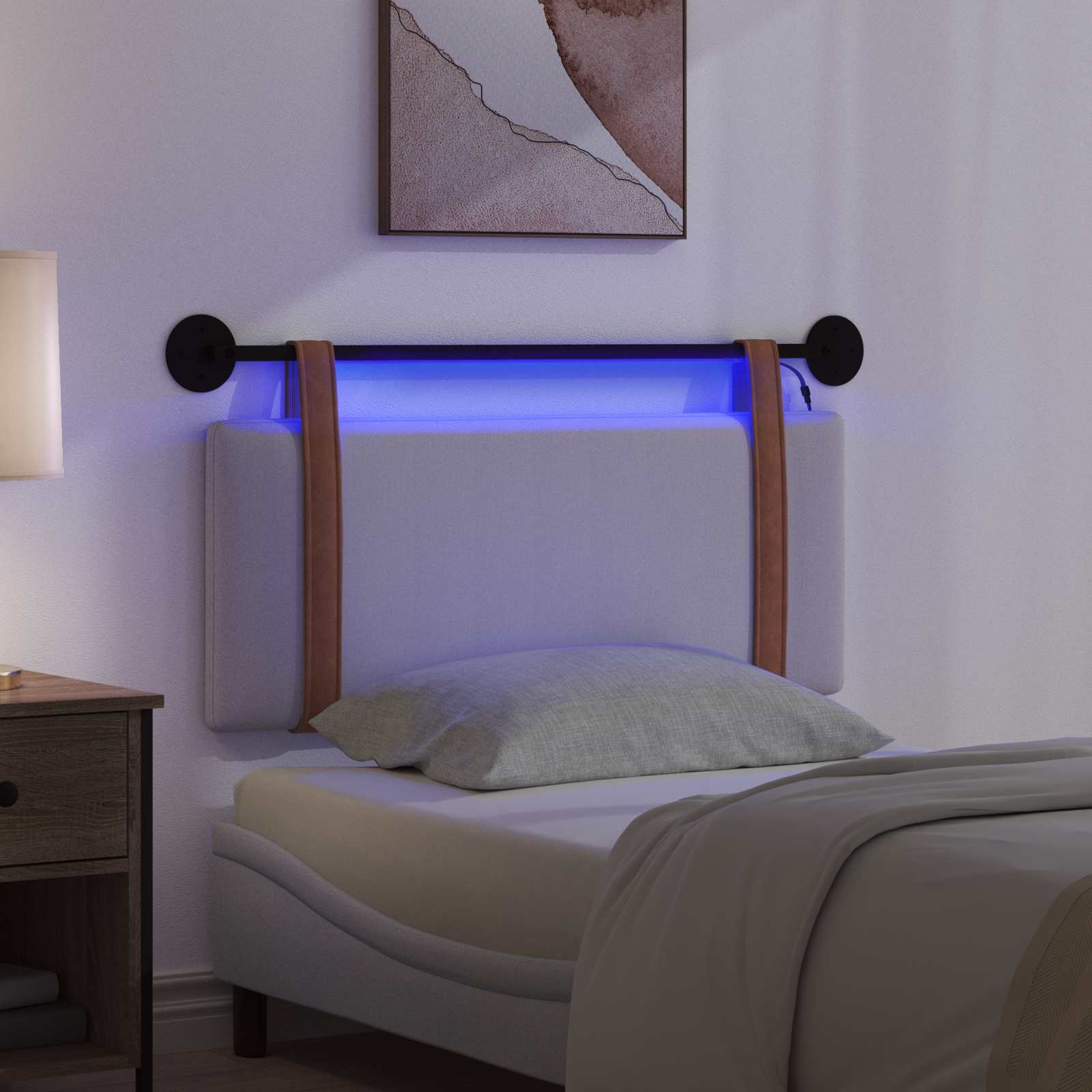 Tête de lit suspendue Avec lumière LED Gris nuage PU antique - XIOS