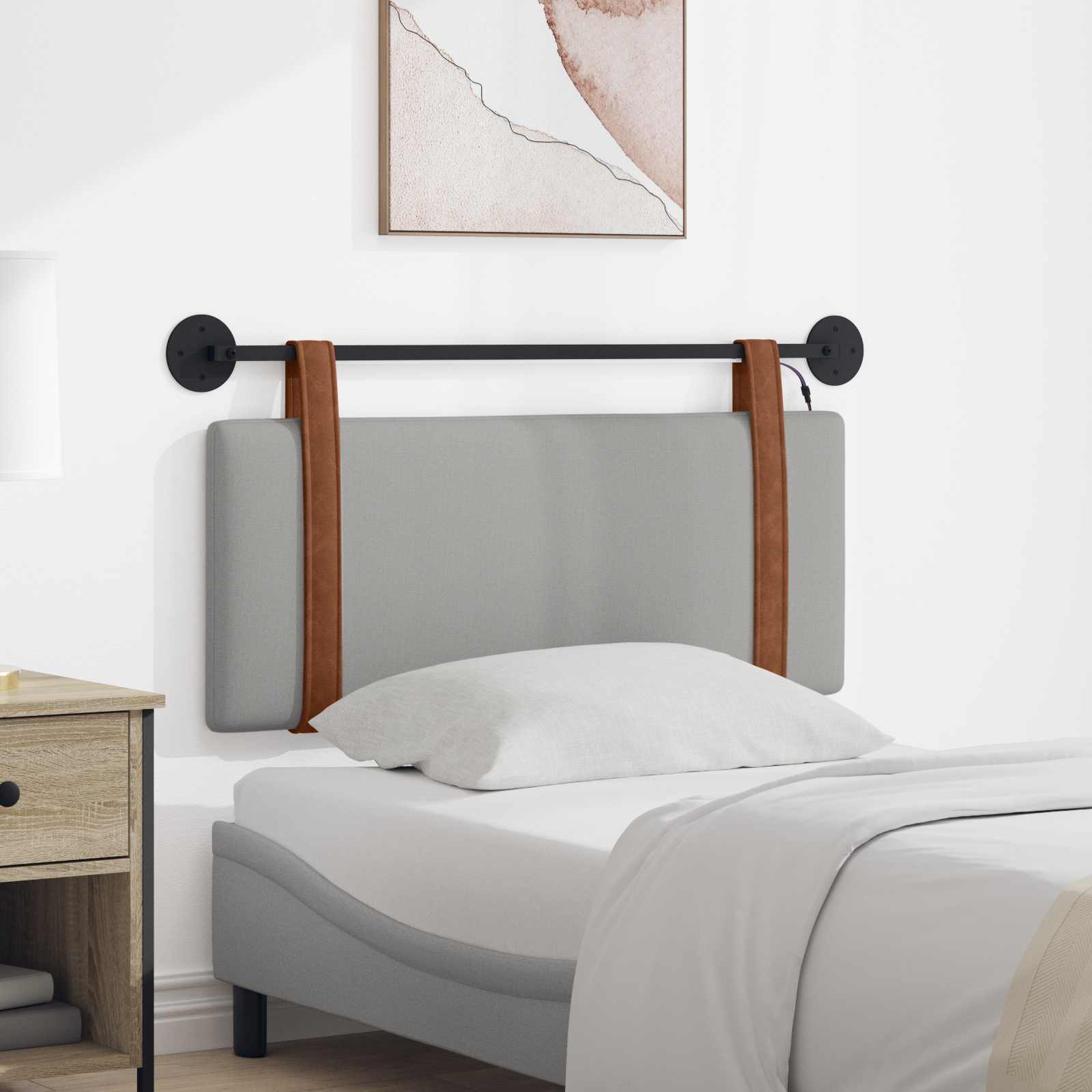 Tête de lit suspendue Avec lumière LED Gris nuage PU antique - XIOS
