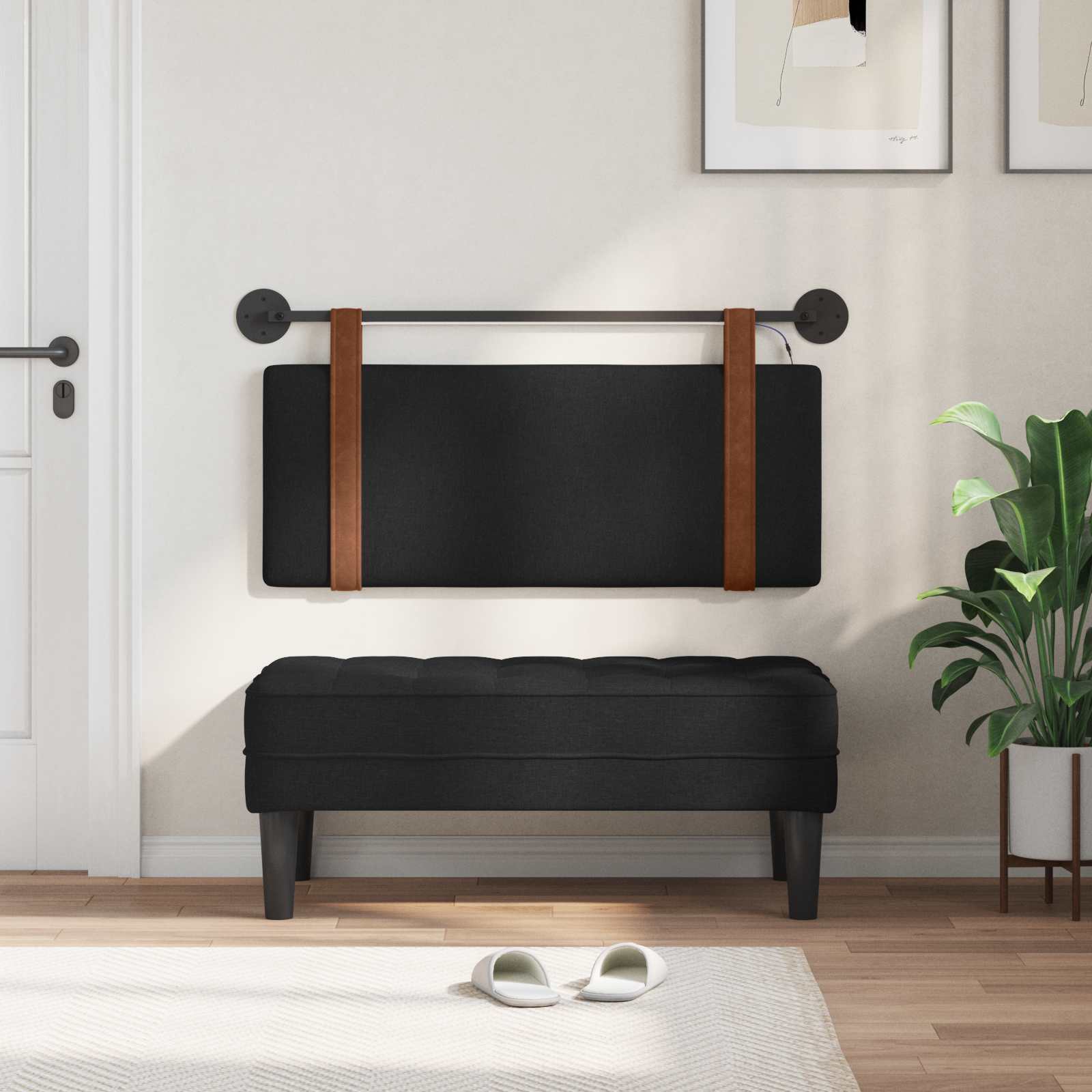 Tête de lit suspendue Avec lumière LED Noir PU antique - XIOS