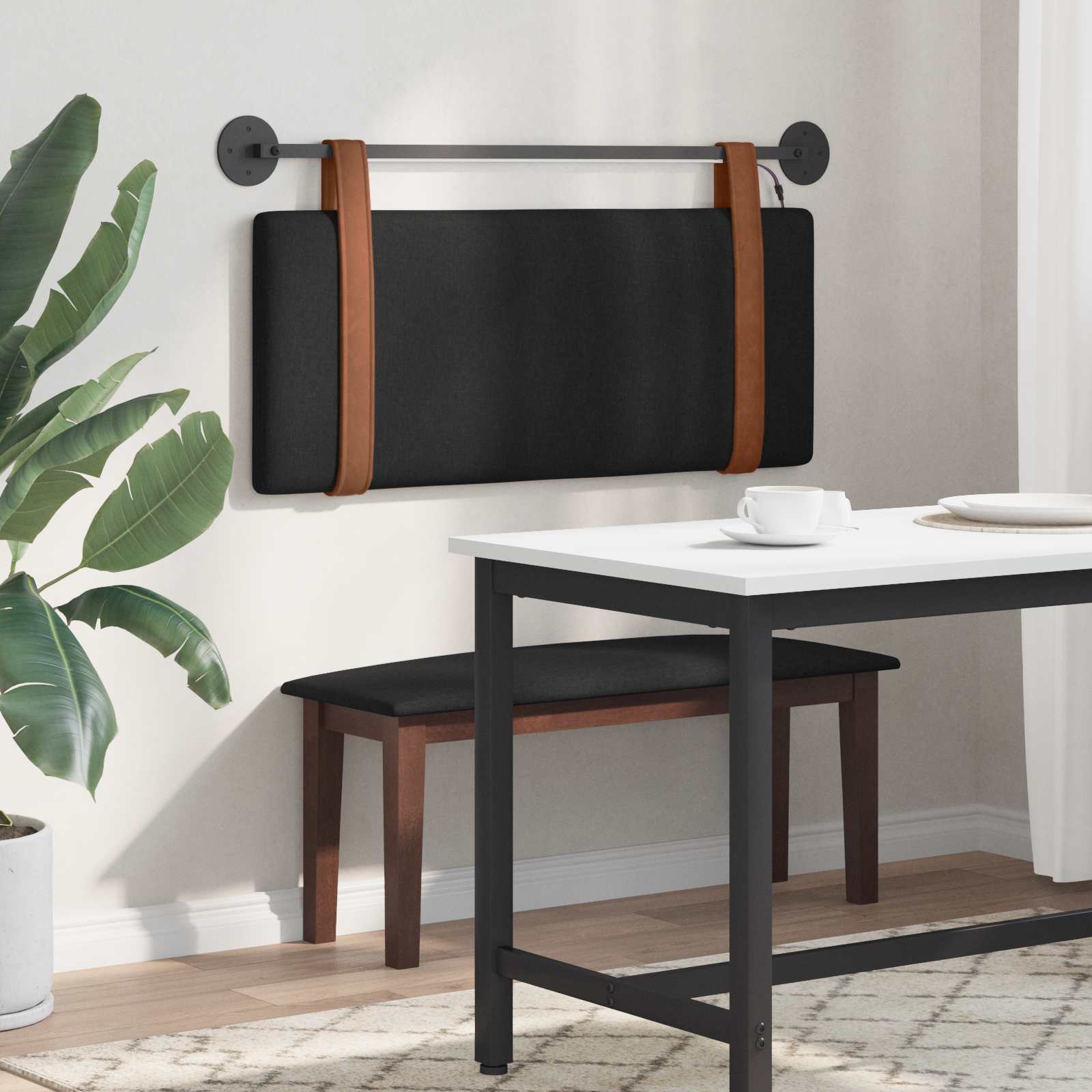 Tête de lit suspendue Avec lumière LED Noir PU antique - XIOS
