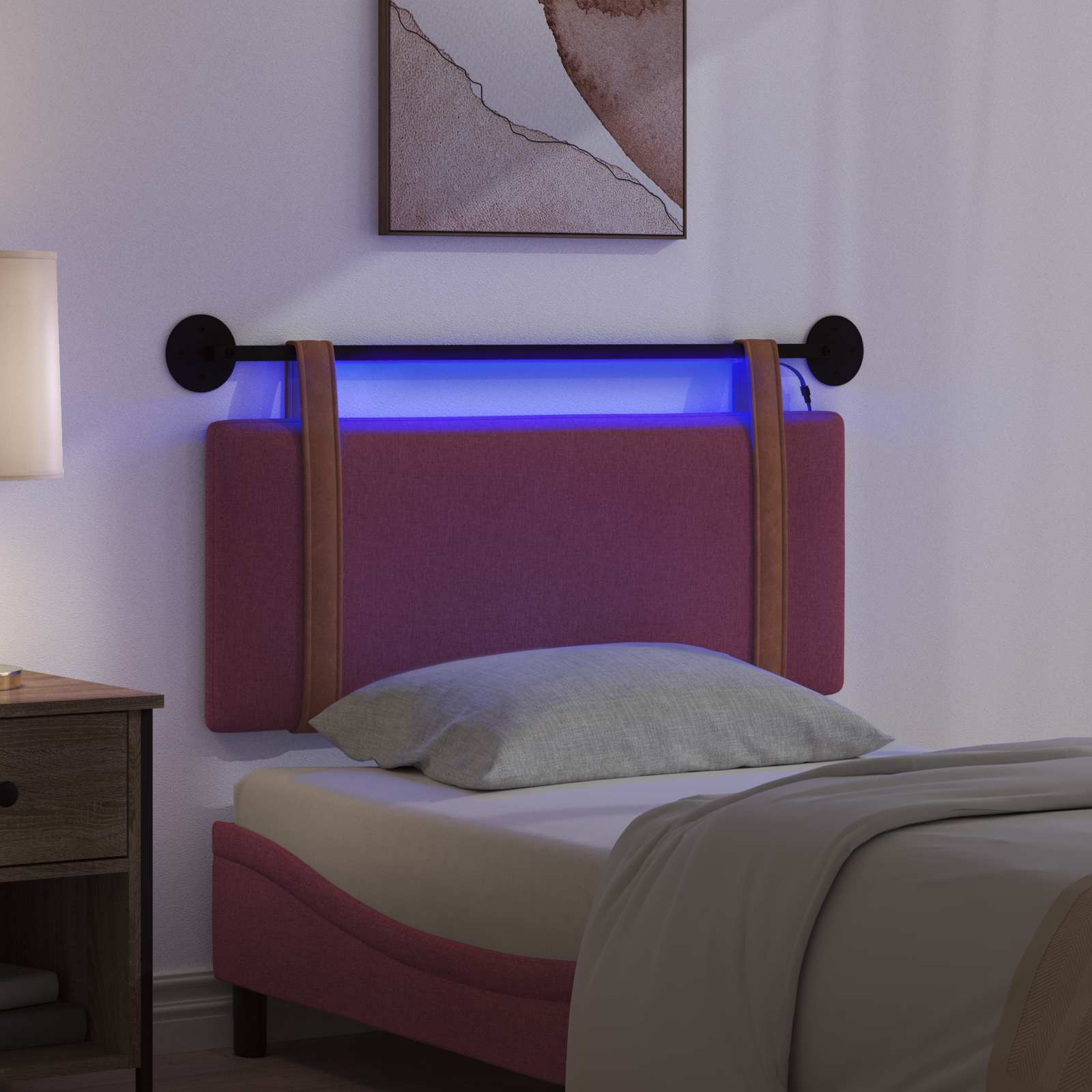 Tête de lit suspendue Avec lumière LED Bordeaux PU antique - XIOS