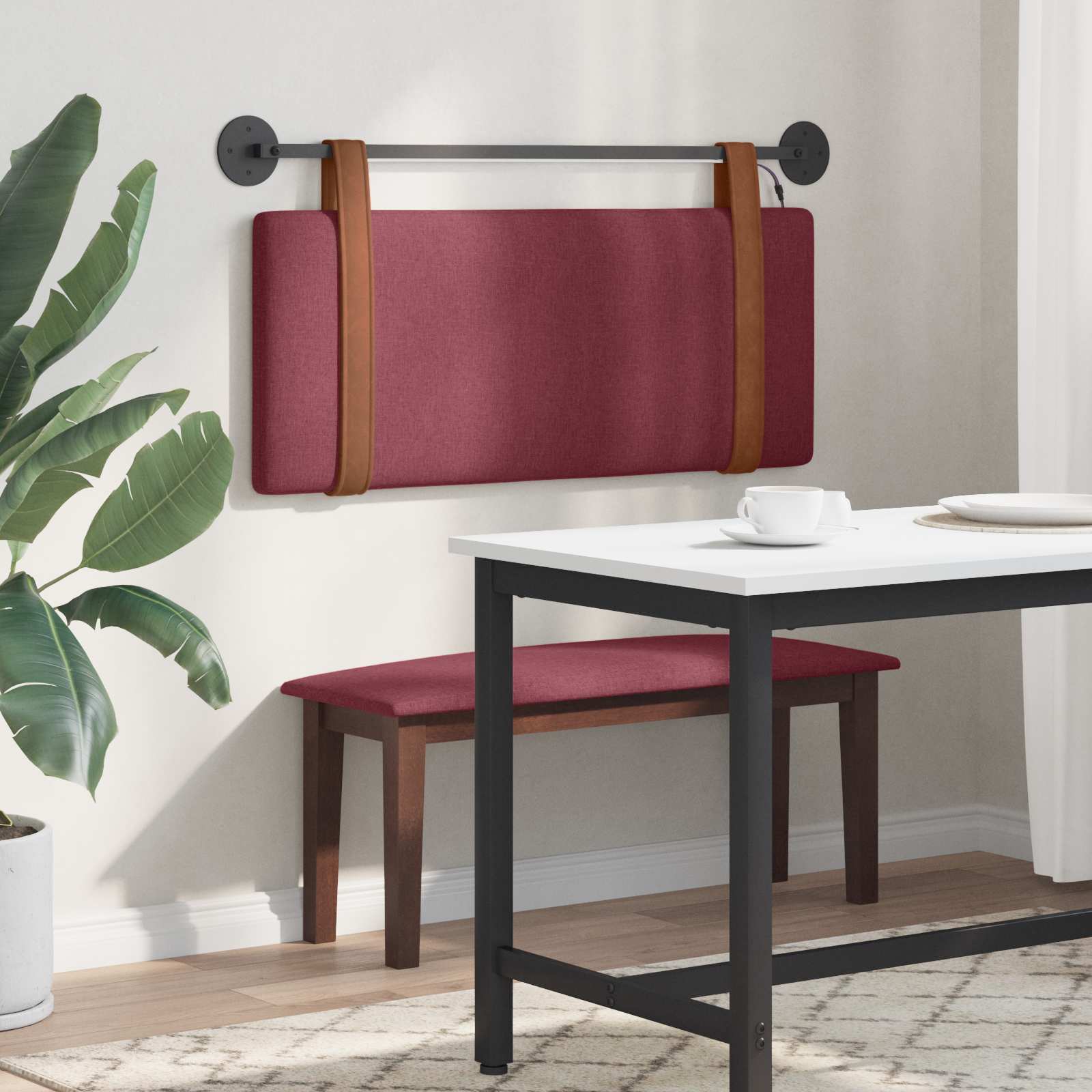 Tête de lit suspendue Avec lumière LED Bordeaux PU antique - XIOS