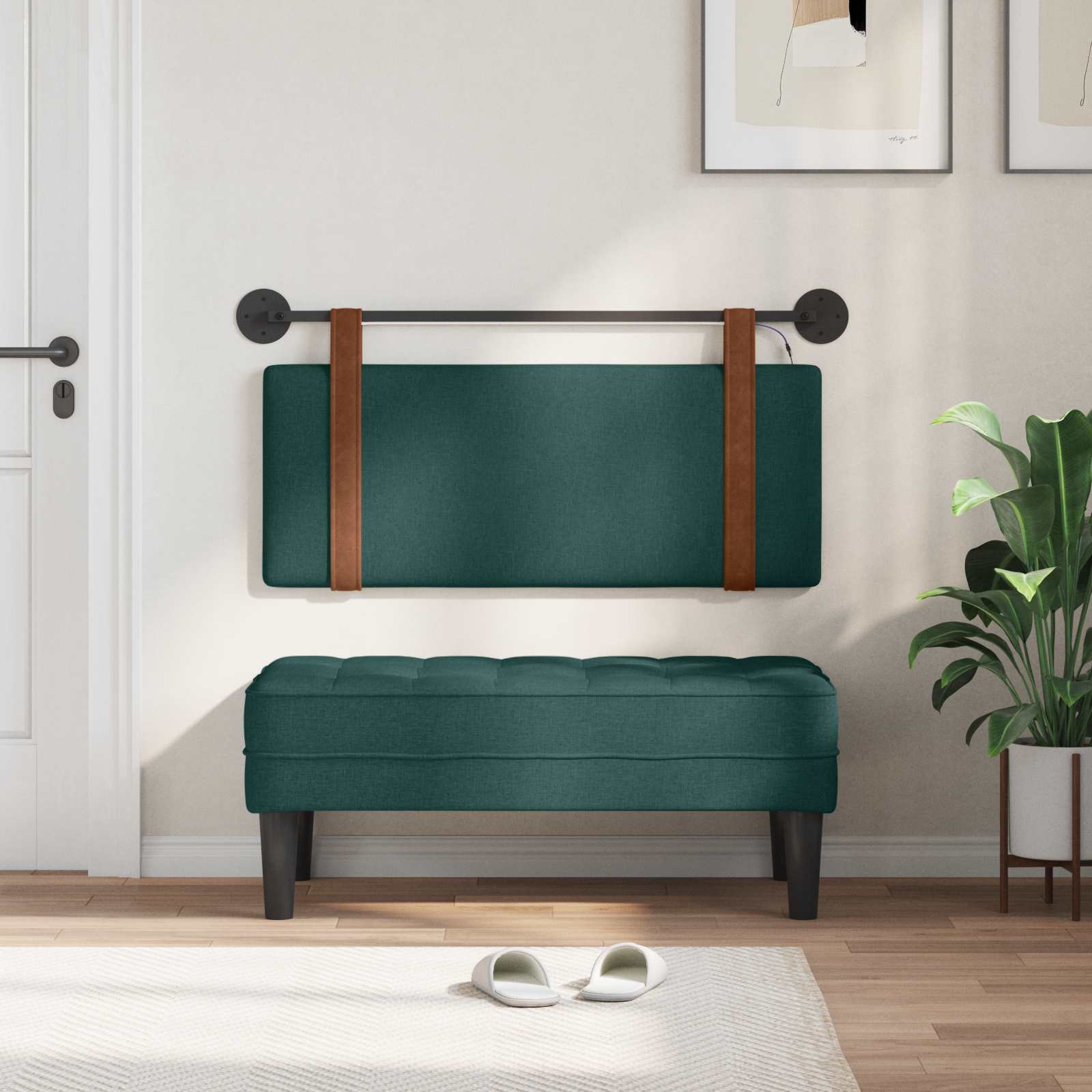 Tête de lit suspendue Avec lumière LED Vert foncé PU antique - XIOS