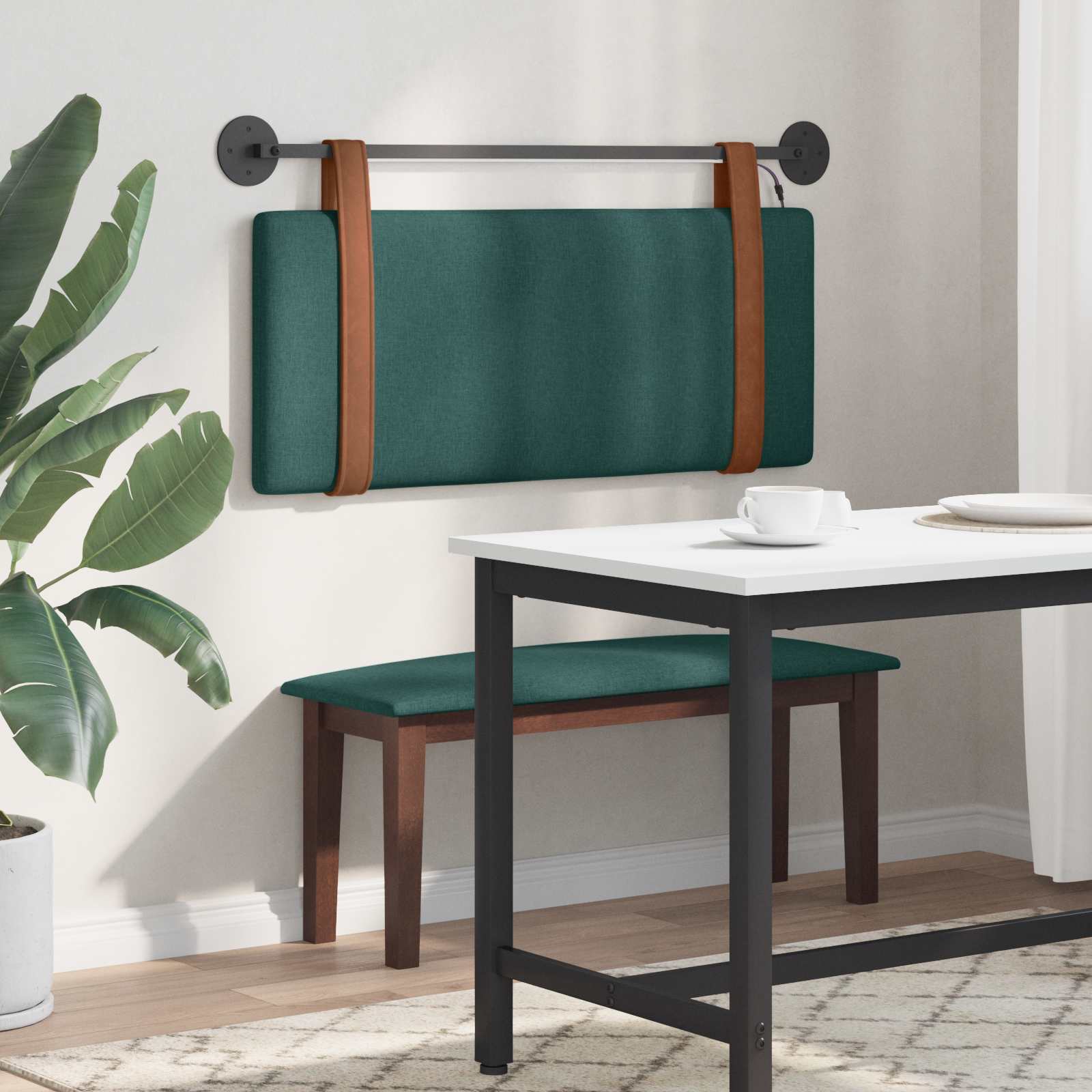 Tête de lit suspendue Avec lumière LED Vert foncé PU antique - XIOS