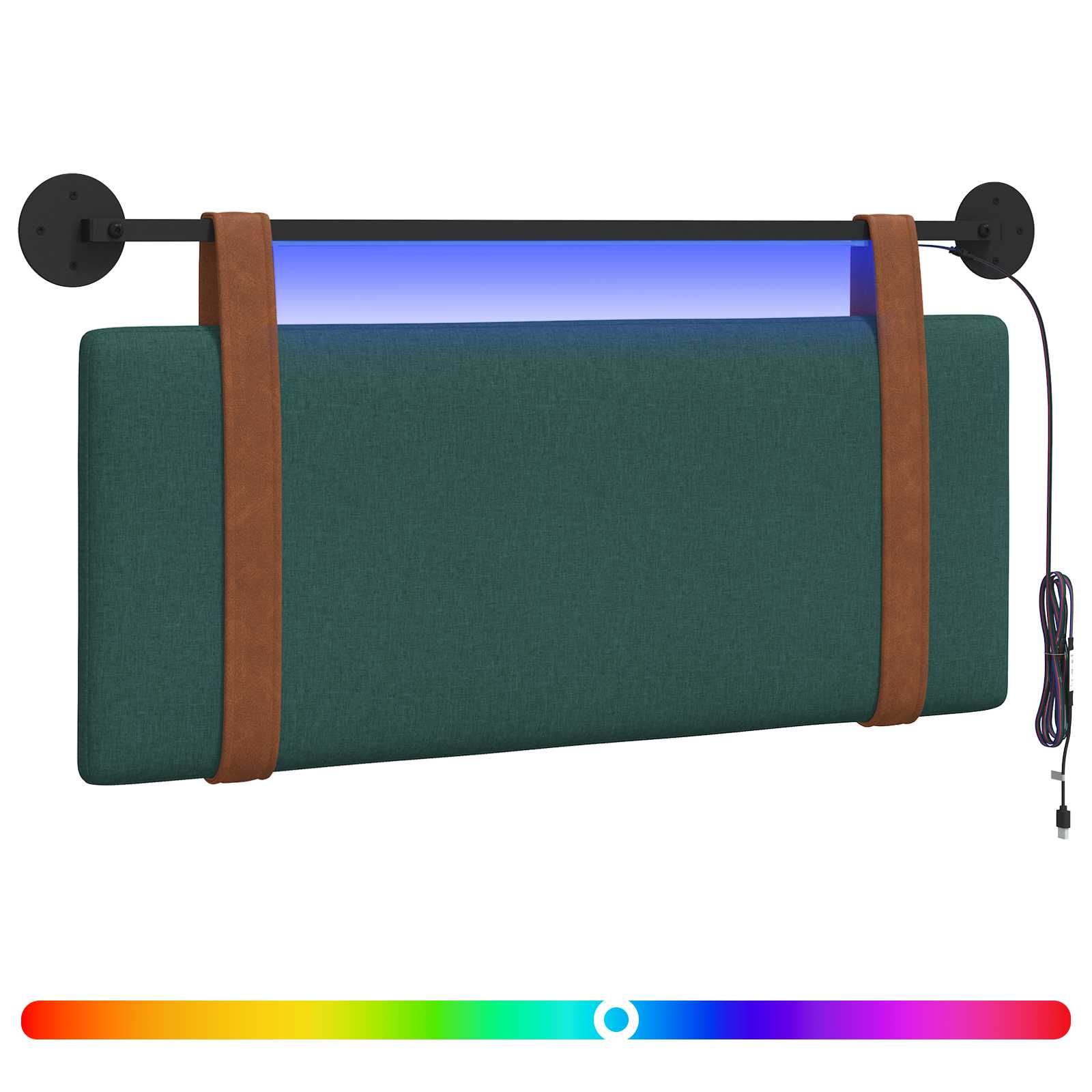 Tête de lit suspendue Avec lumière LED Vert foncé PU antique - XIOS
