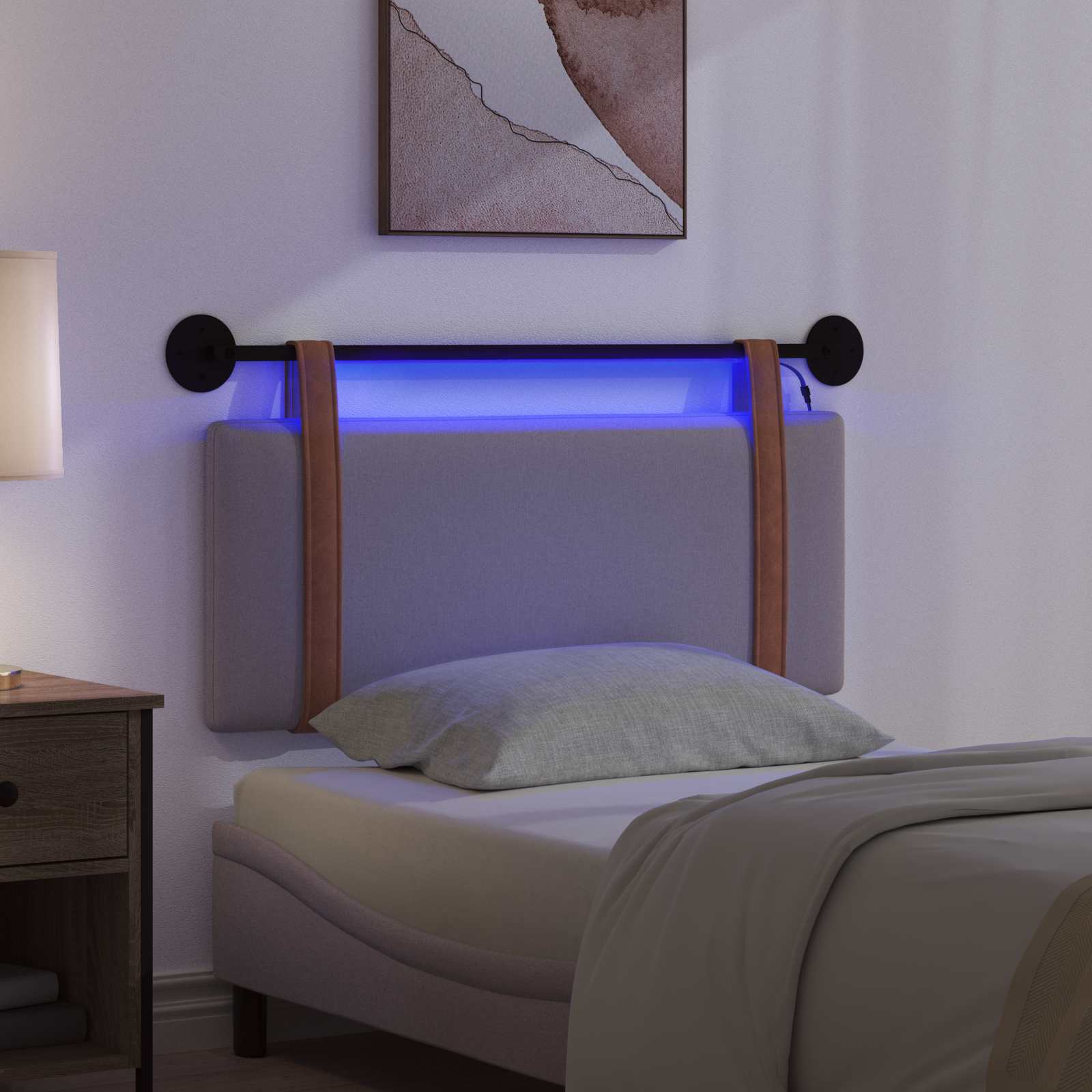 Tête de lit suspendue Avec lumière LED Taupe PU antique - XIOS