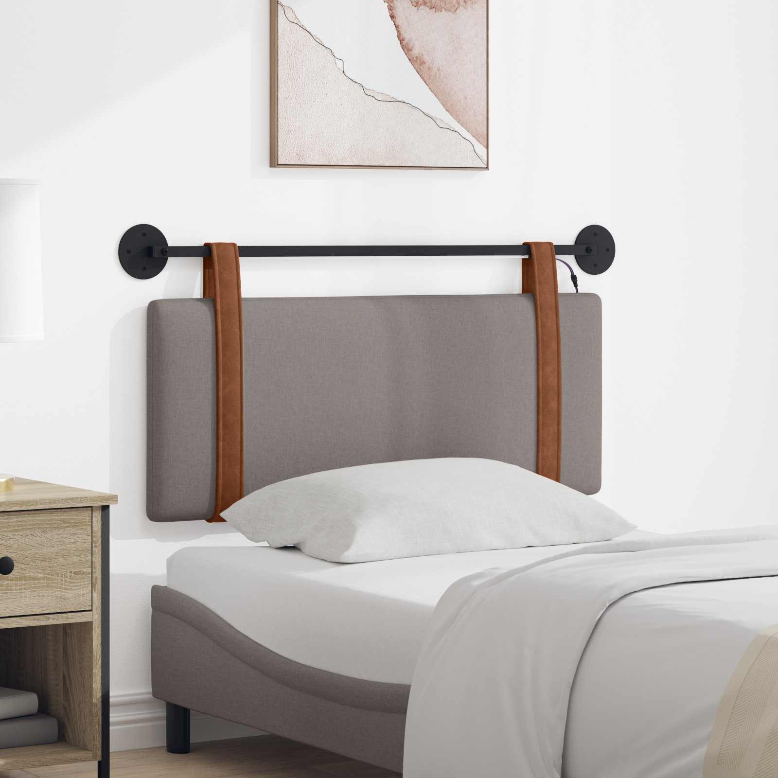 Tête de lit suspendue Avec lumière LED Taupe PU antique - XIOS
