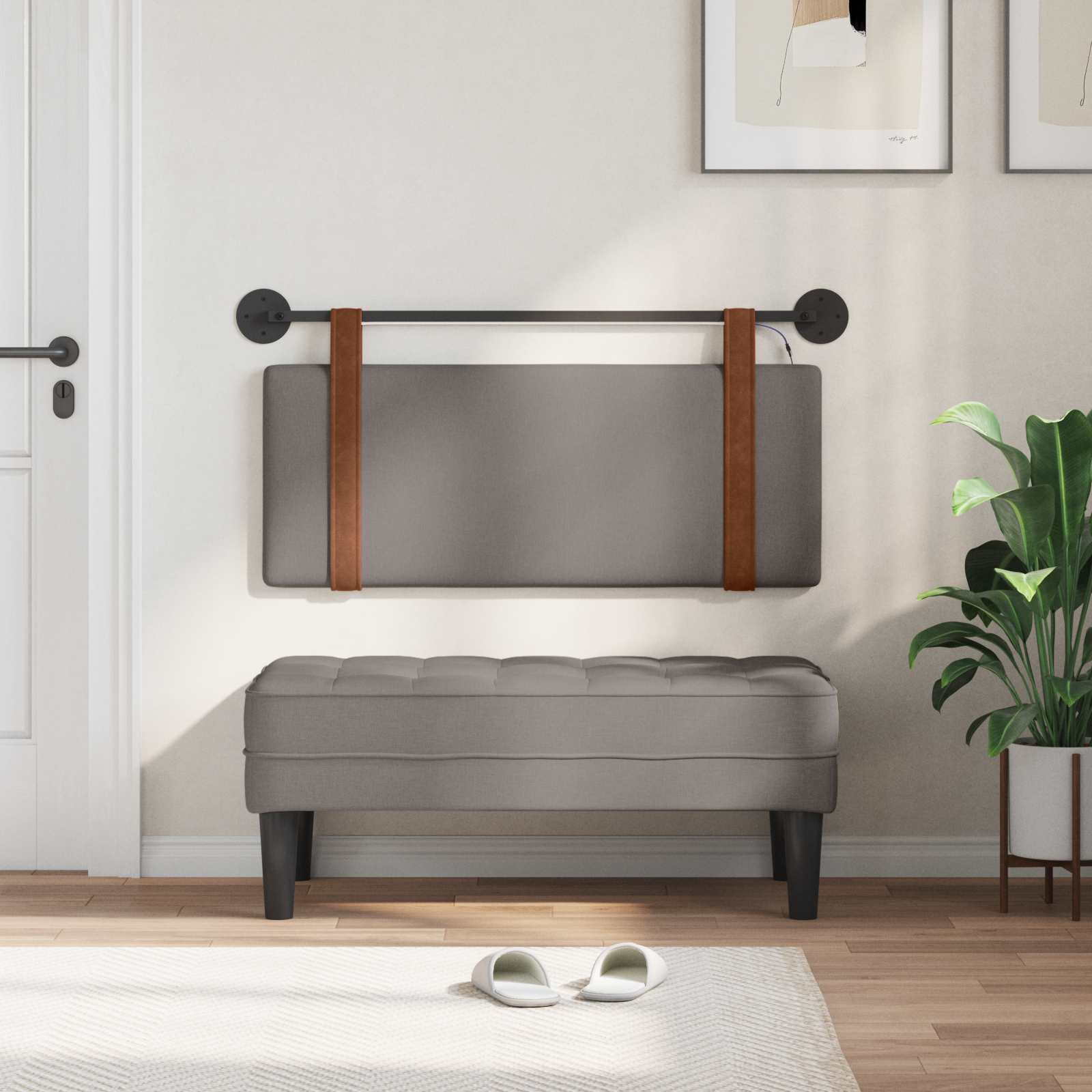 Tête de lit suspendue Avec lumière LED Taupe PU antique - XIOS