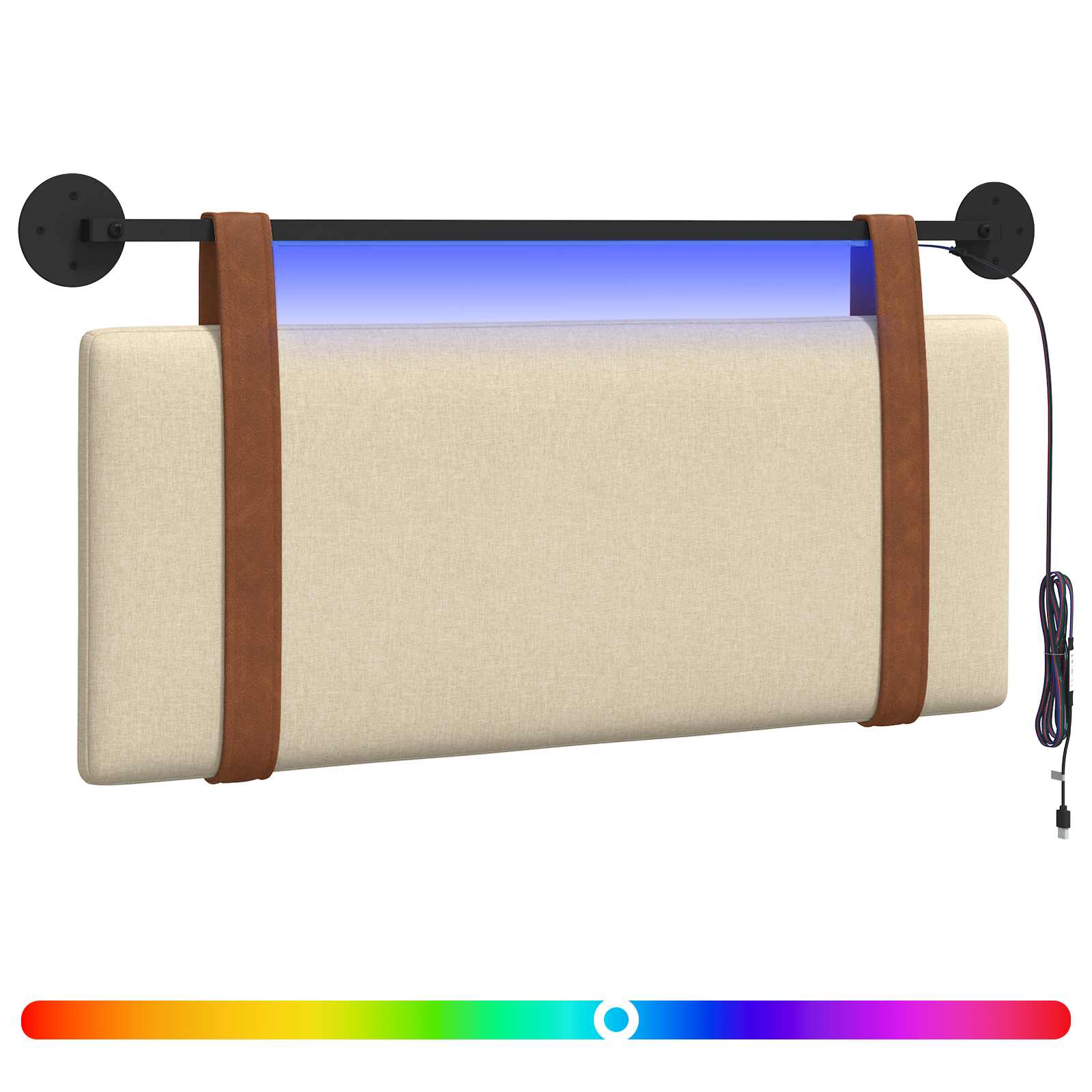 Tête de lit suspendue Avec lumière LED Crème PU antique - XIOS
