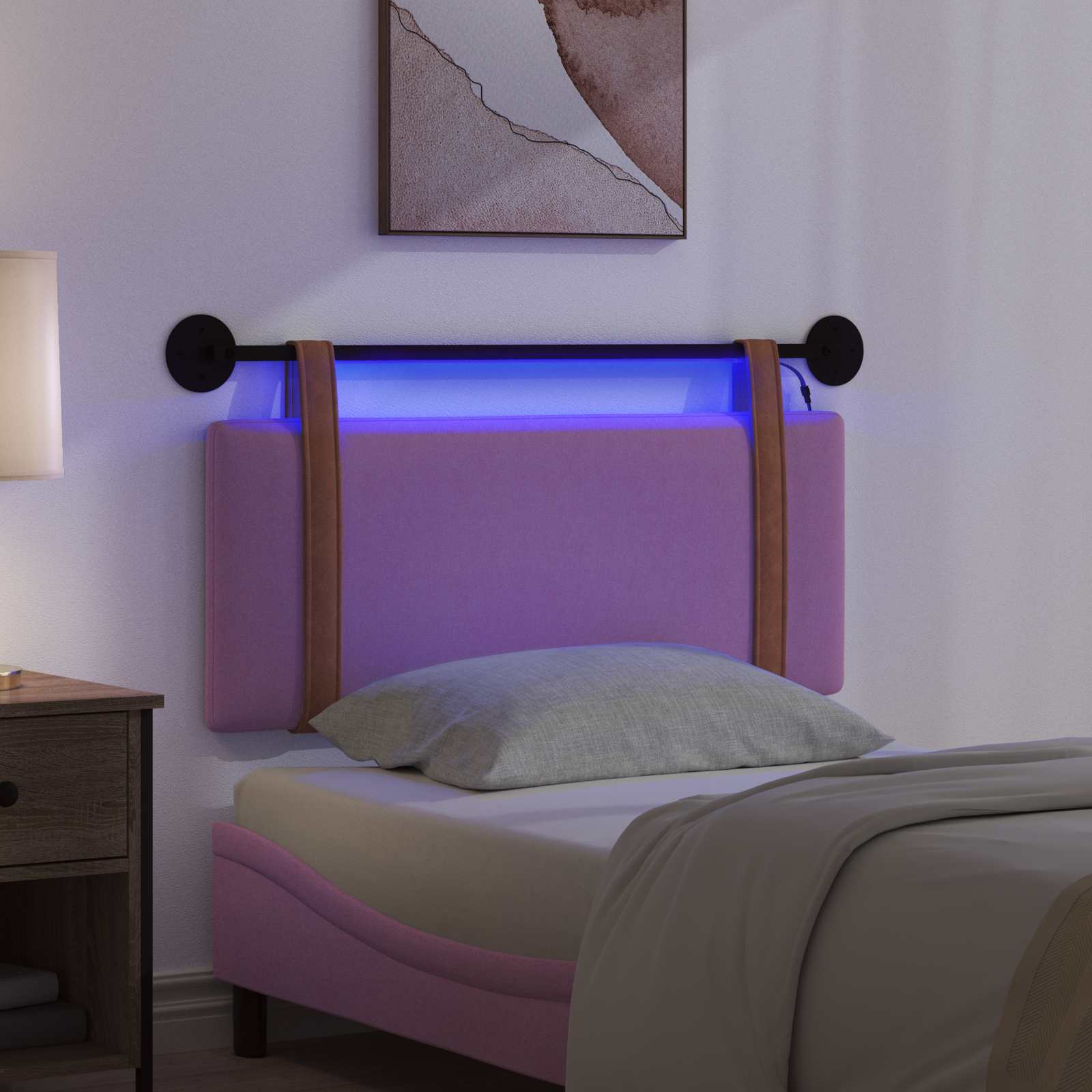 Tête de lit suspendue Avec lumière LED Rose PU antique - XIOS