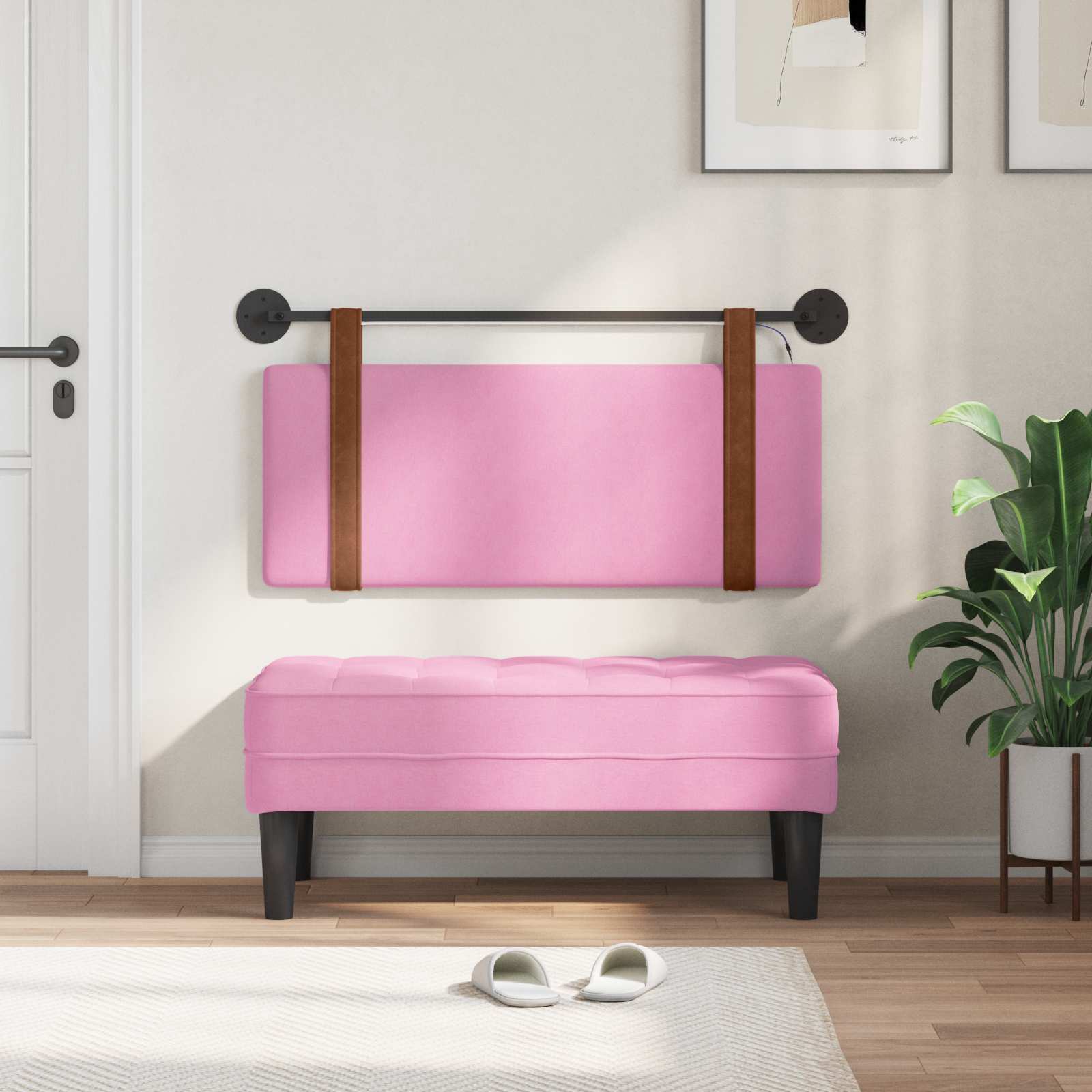 Tête de lit suspendue Avec lumière LED Rose PU antique - XIOS