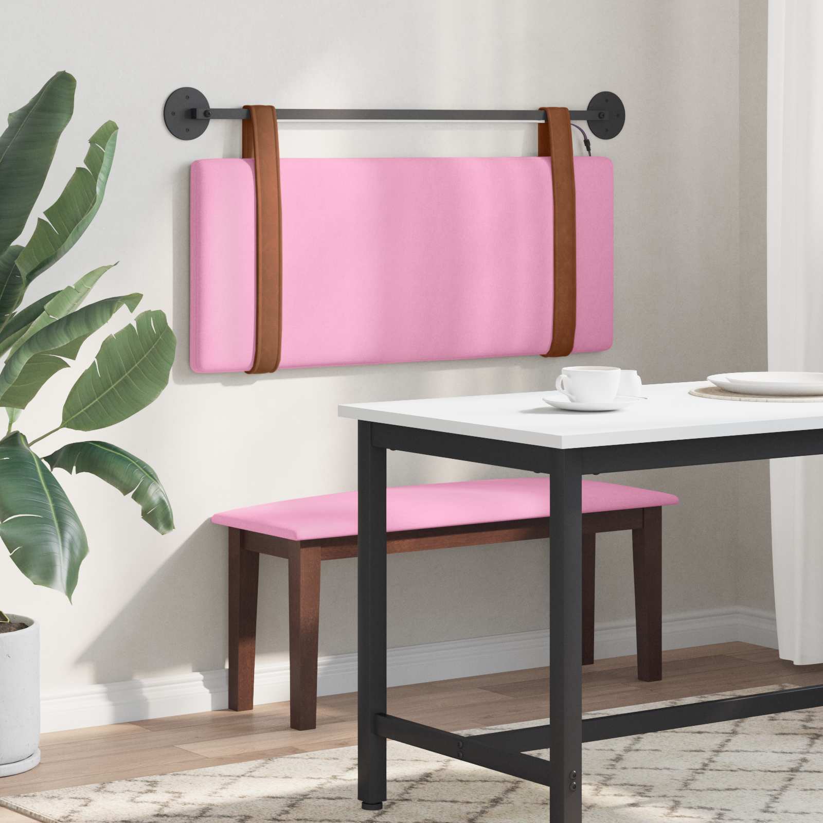 Tête de lit suspendue Avec lumière LED Rose PU antique - XIOS