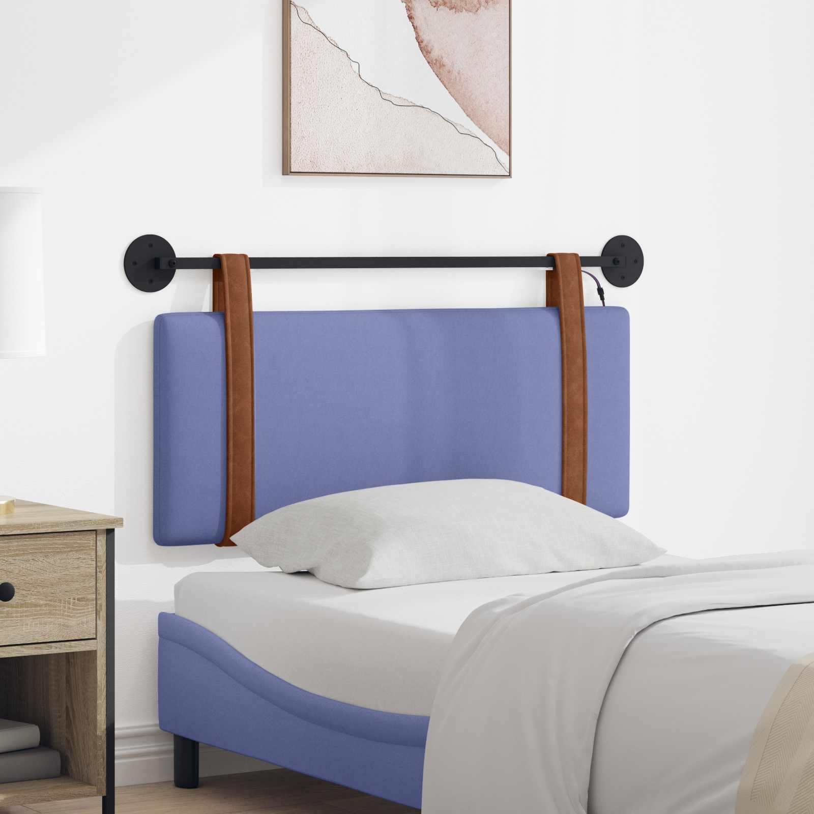 Tête de lit suspendue Avec lumière LED Bleu denim PU antique - XIOS