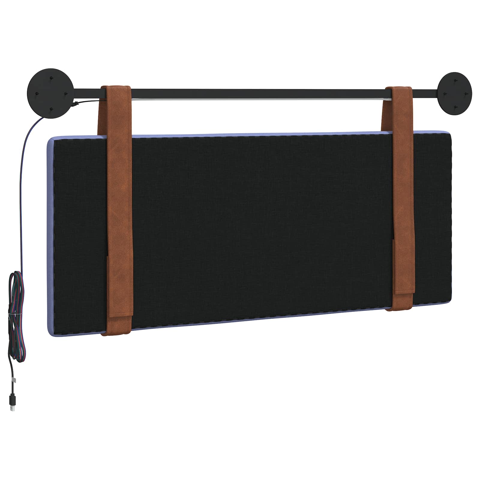 Tête de lit suspendue Avec lumière LED Bleu denim PU antique - XIOS