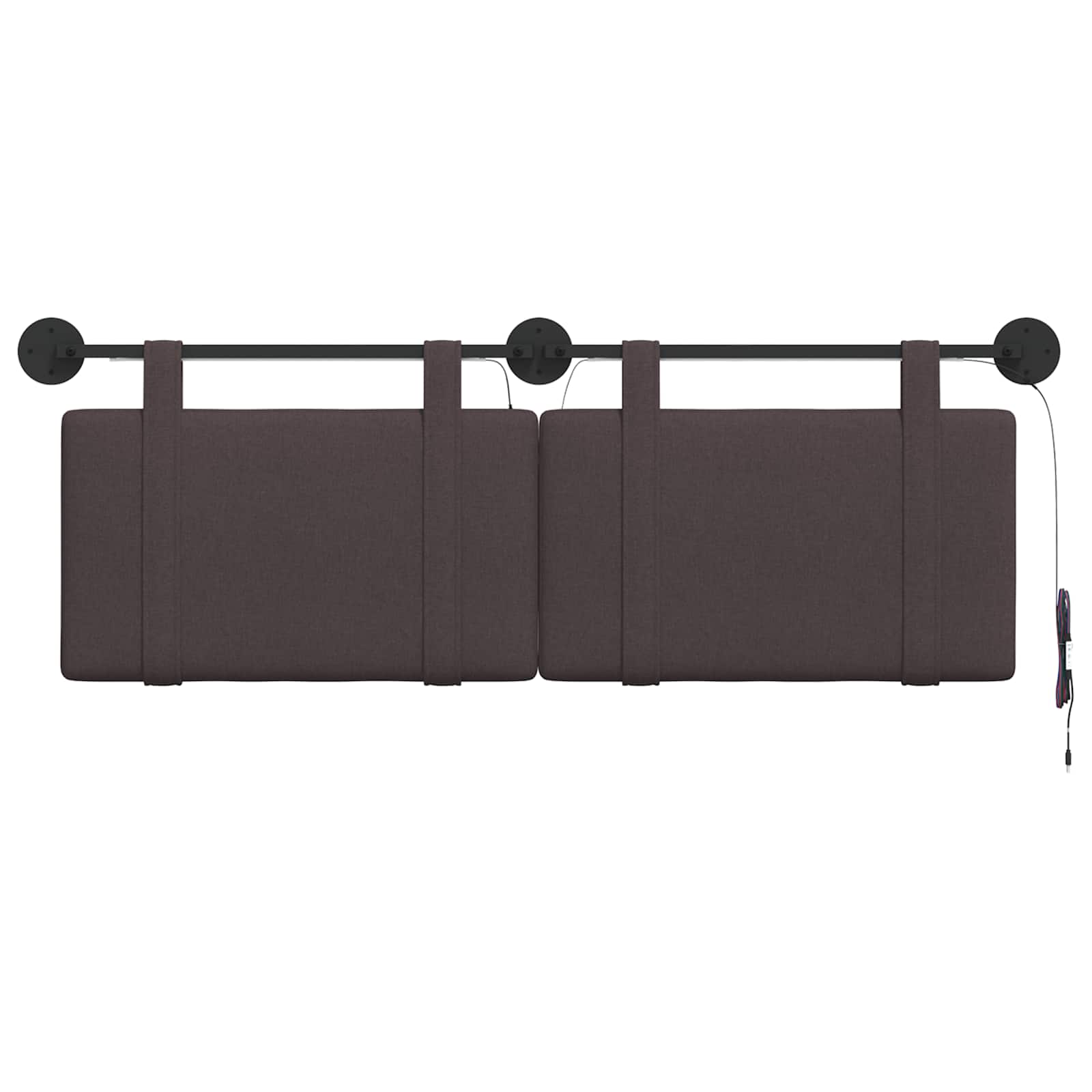Tête de lit suspendue Avec lumière LED Marron foncé Tissu - XIOS