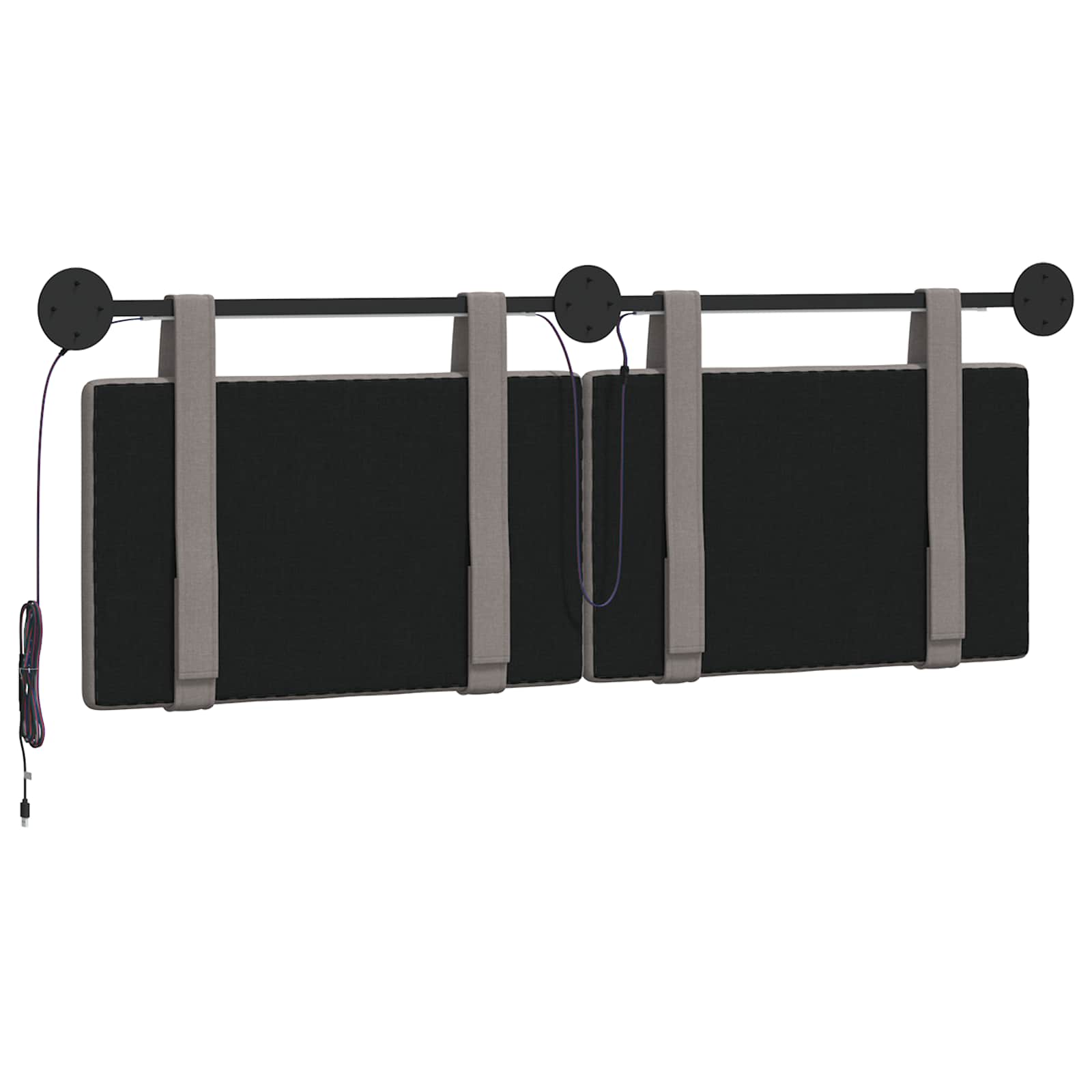 Tête de lit suspendue Avec lumière LED Taupe Tissu - XIOS
