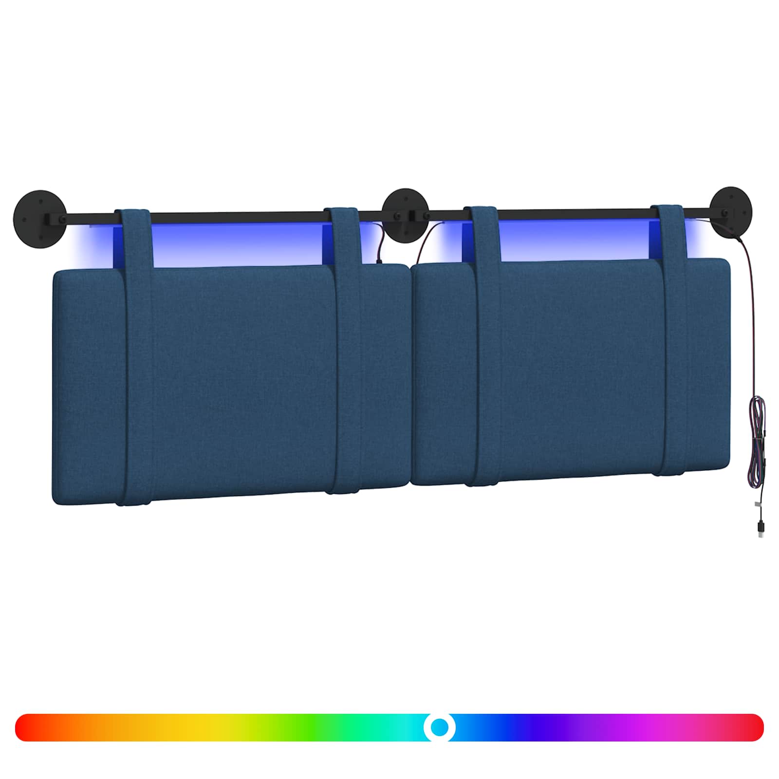 Tête de lit suspendue Avec lumière LED Bleu Tissu - XIOS