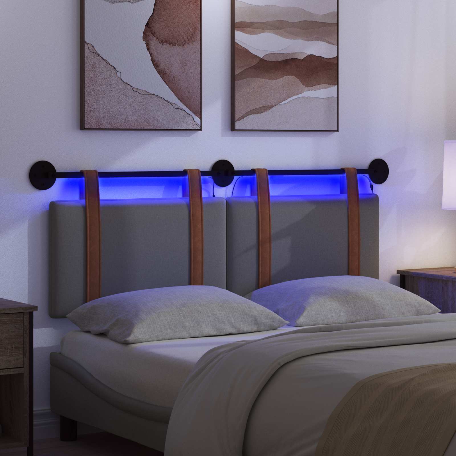 Tête de lit suspendue Avec lumière LED Gris foncé PU antique - XIOS