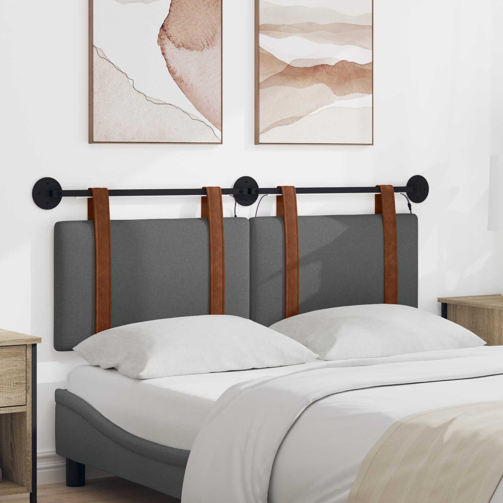 Tête de lit suspendue Avec lumière LED Gris foncé PU antique - XIOS