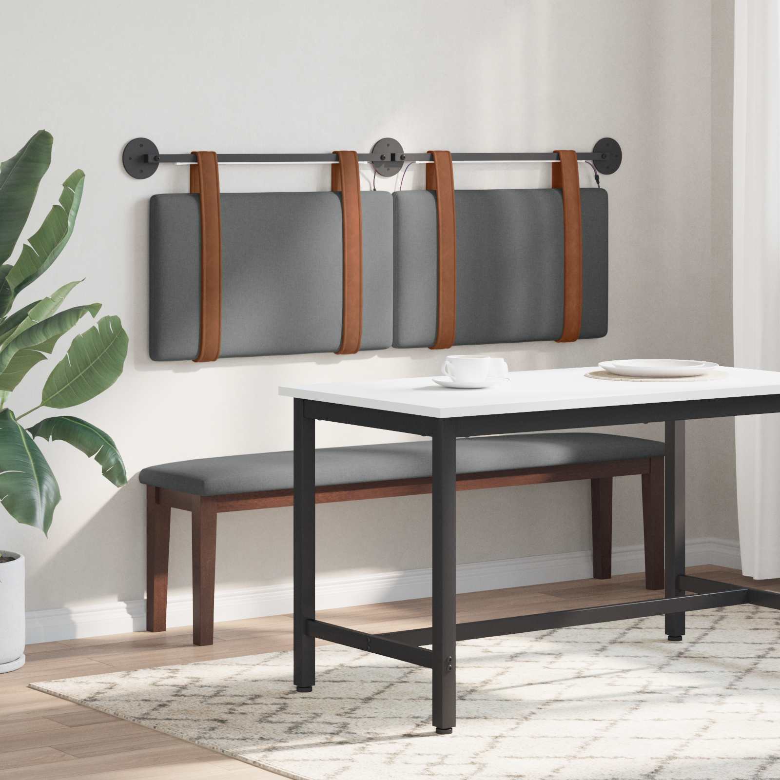 Tête de lit suspendue Avec lumière LED Gris foncé PU antique - XIOS