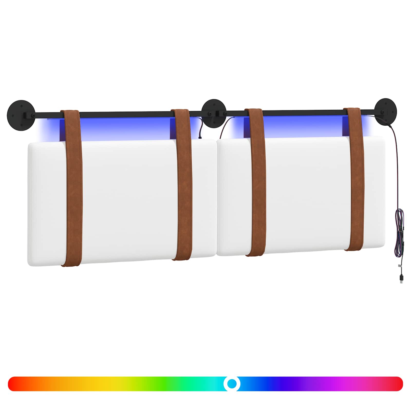 Tête de lit suspendue Avec lumière LED Blanc PU antique - XIOS