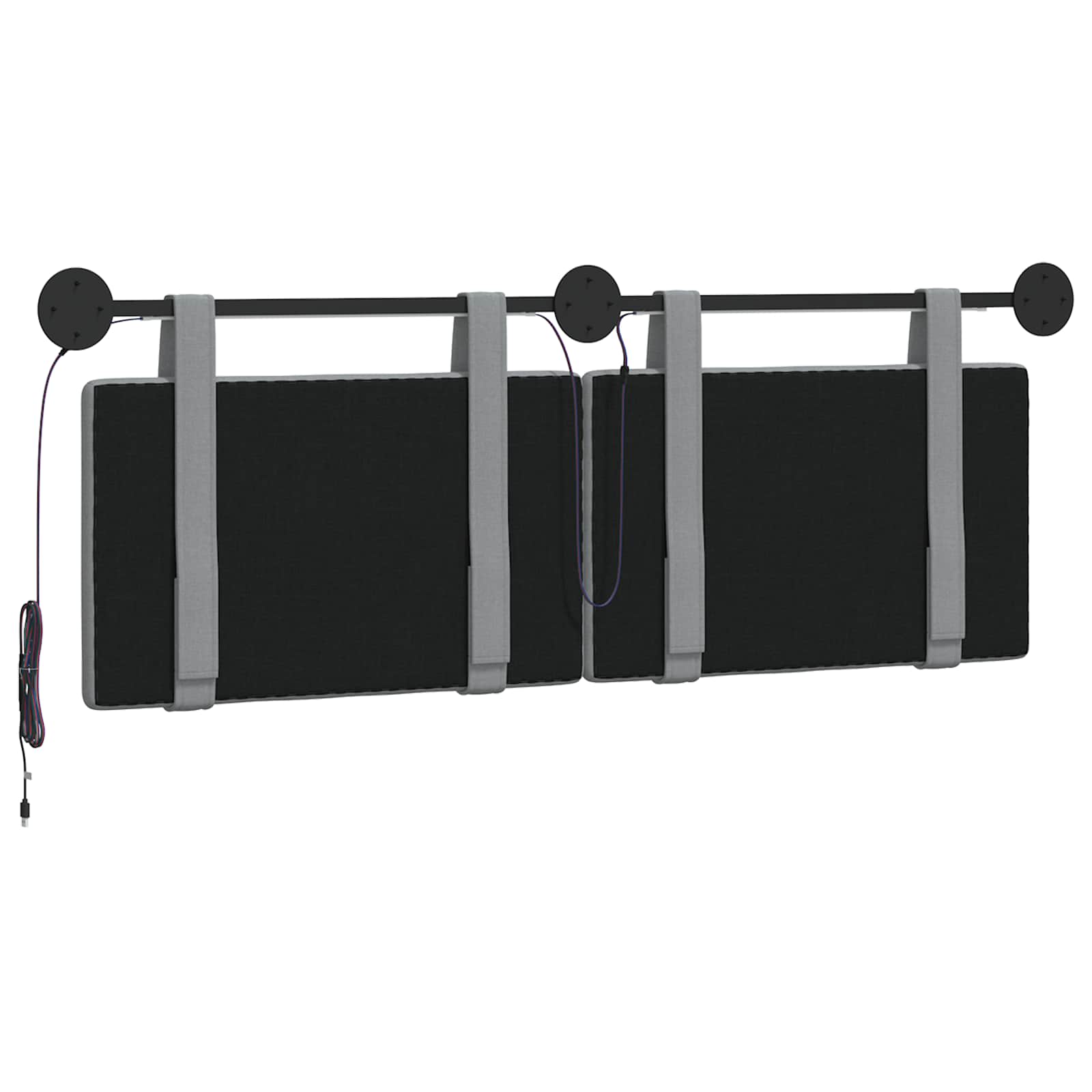 Tête de lit suspendue Avec lumière LED Gris clair Tissu - XIOS
