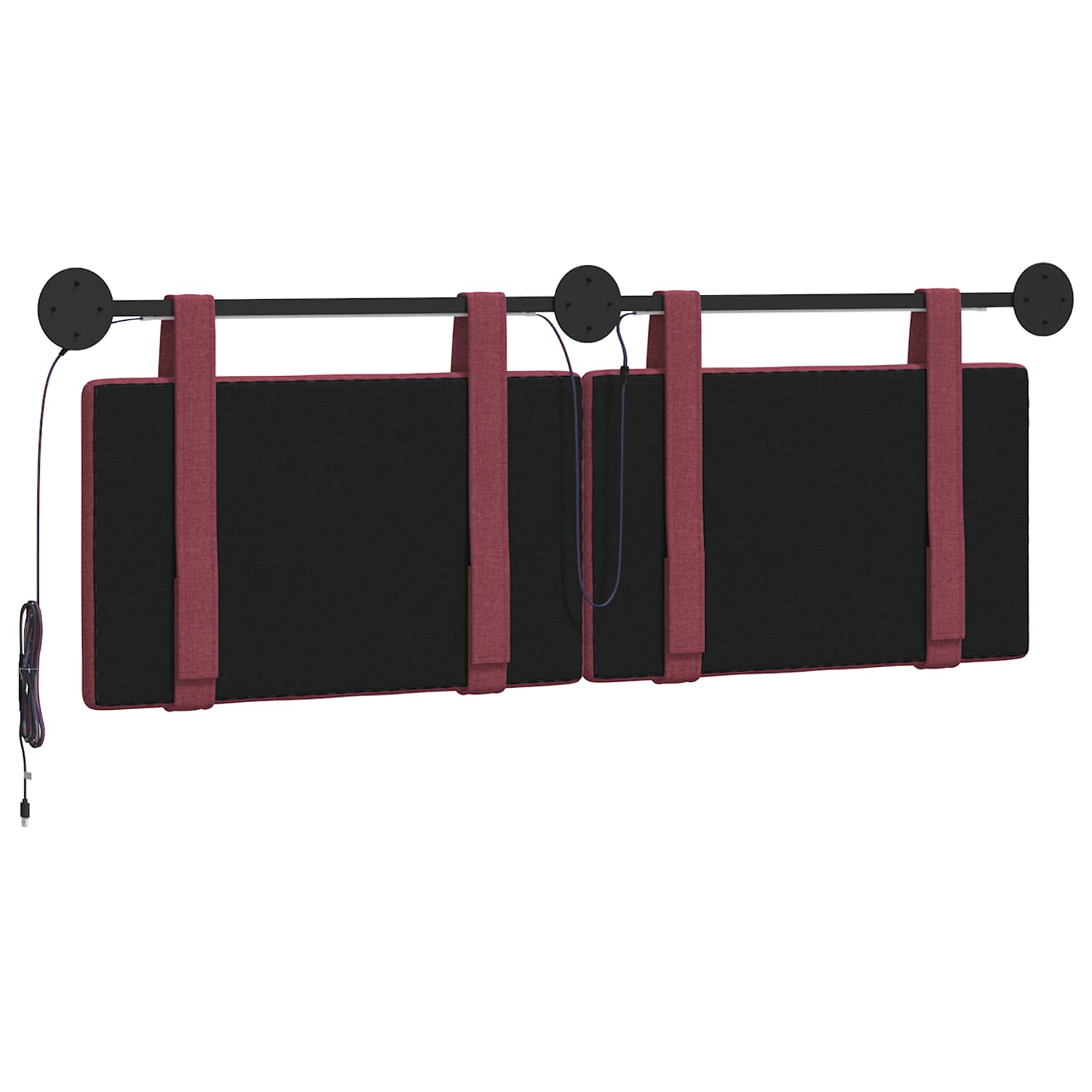 Tête de lit suspendue Avec lumière LED Bordeaux Tissu - XIOS