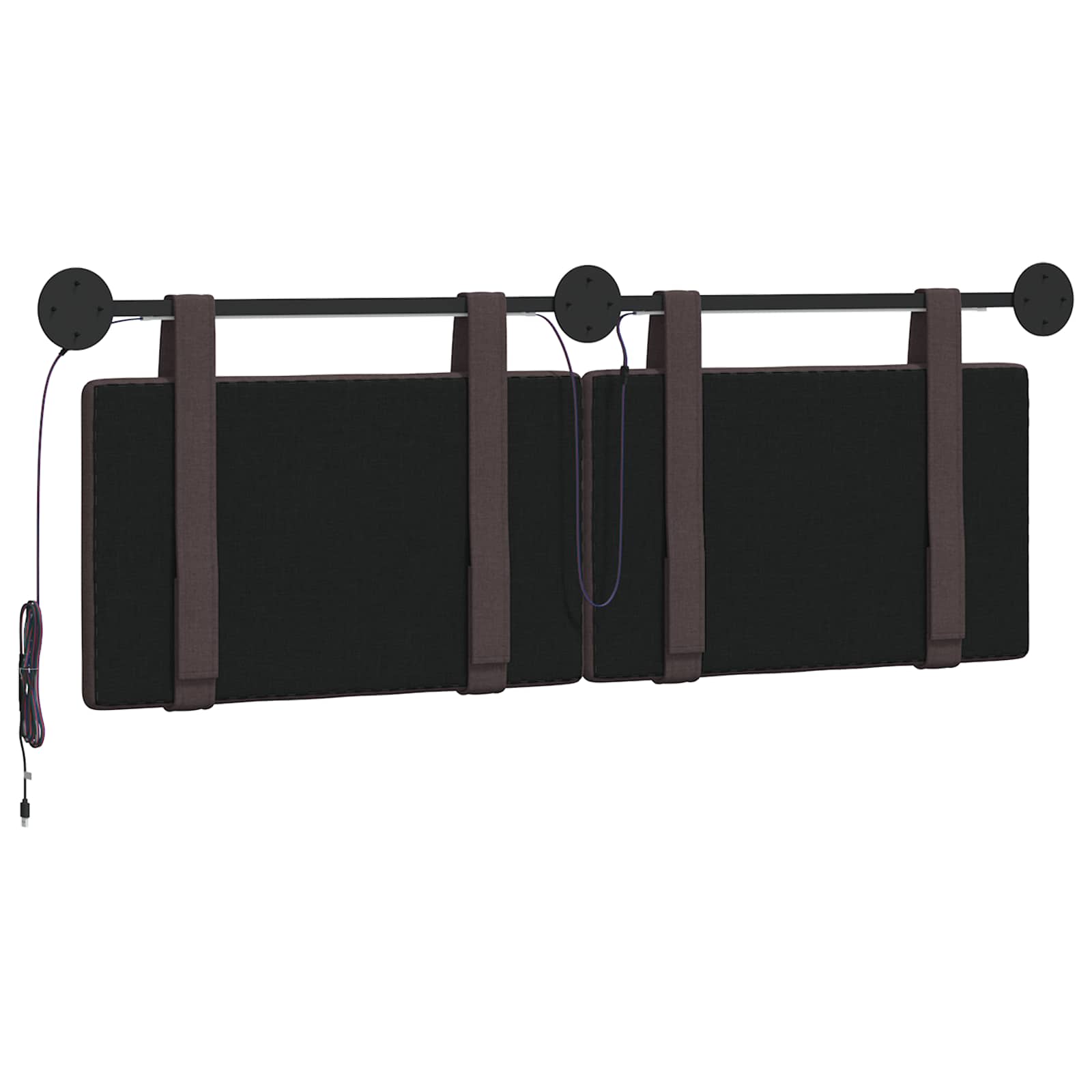 Tête de lit suspendue Avec lumière LED Marron foncé Tissu - XIOS