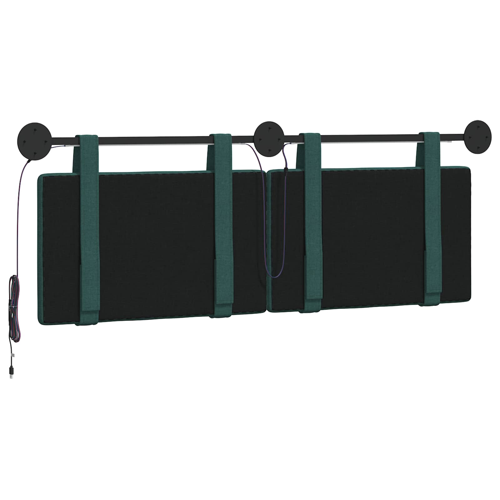 Tête de lit suspendue Avec lumière LED Vert foncé Tissu - XIOS