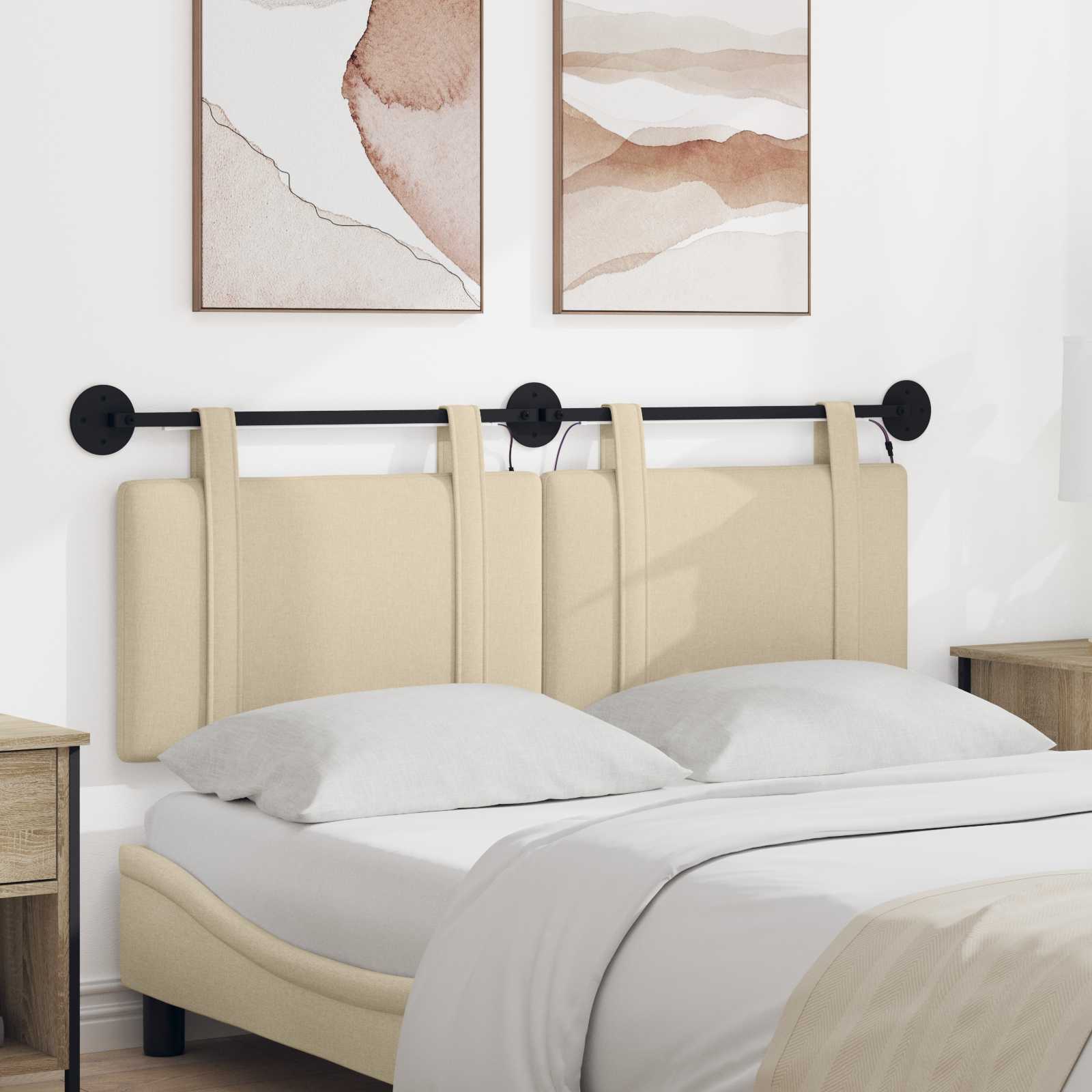 Tête de lit suspendue Avec lumière LED Crème Tissu - XIOS