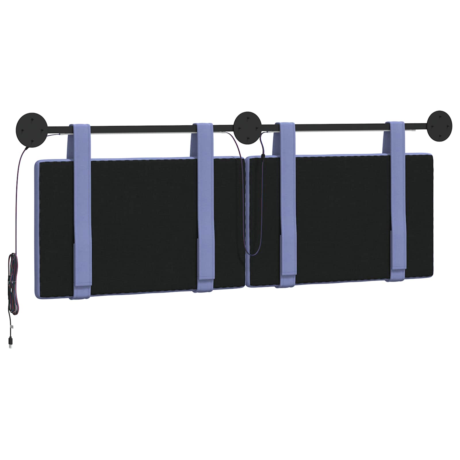 Tête de lit suspendue Avec lumière LED Bleu denim Tissu - XIOS