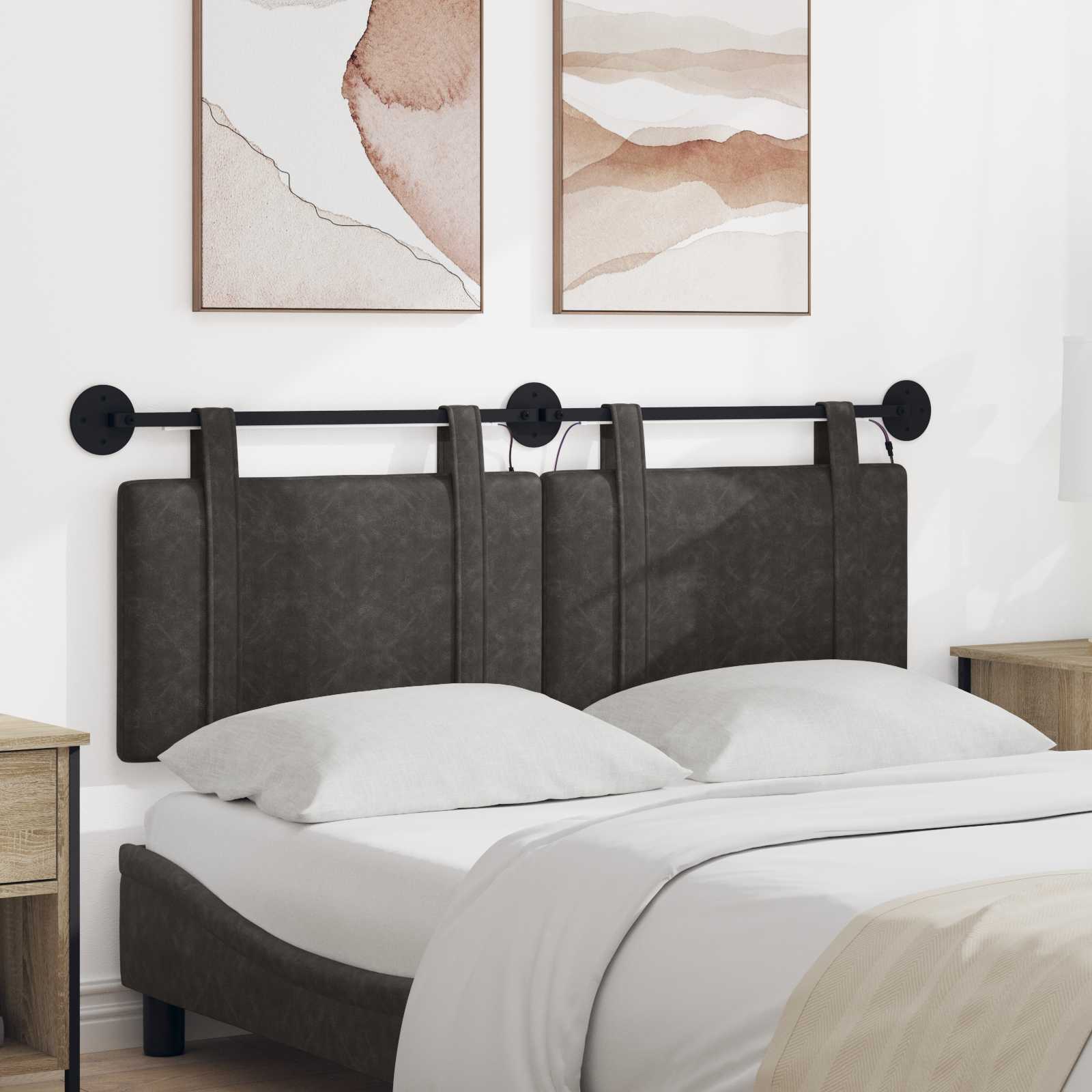 Tête de lit suspendue Avec lumière LED Noir PU antique - XIOS