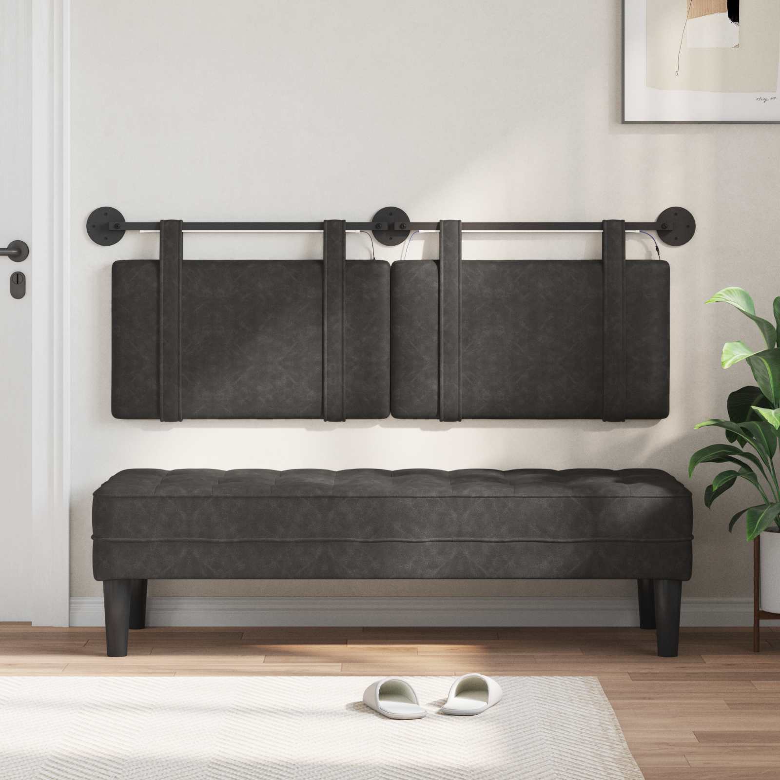 Tête de lit suspendue Avec lumière LED Noir PU antique - XIOS