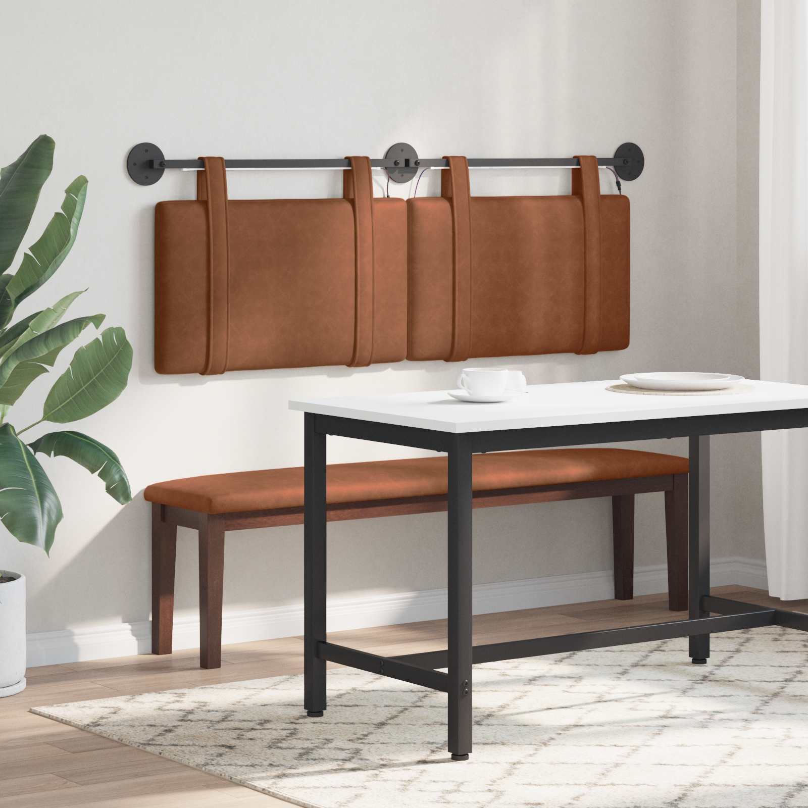 Tête de lit suspendue Avec lumière LED Marron PU antique - XIOS