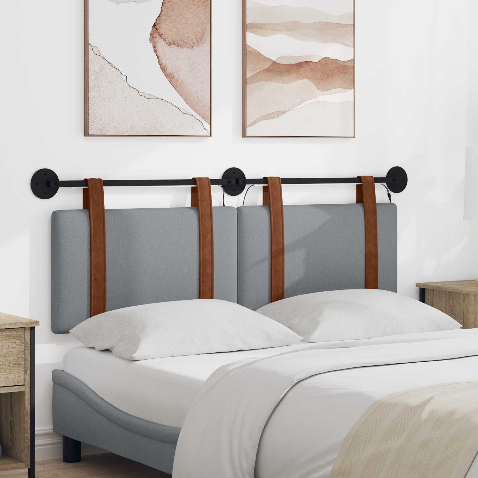 Tête de lit suspendue Avec lumière LED Gris clair PU antique - XIOS