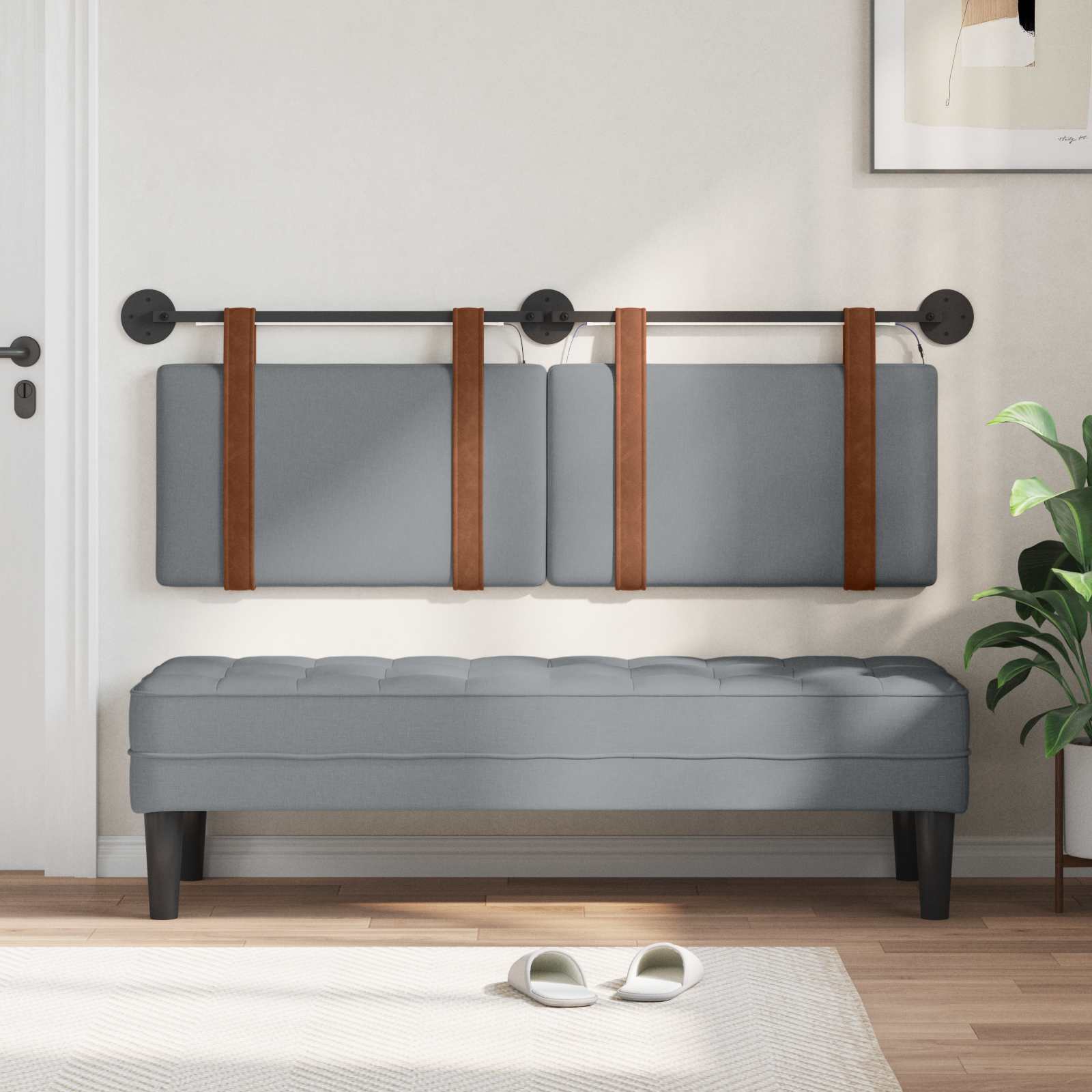 Tête de lit suspendue Avec lumière LED Gris clair PU antique - XIOS