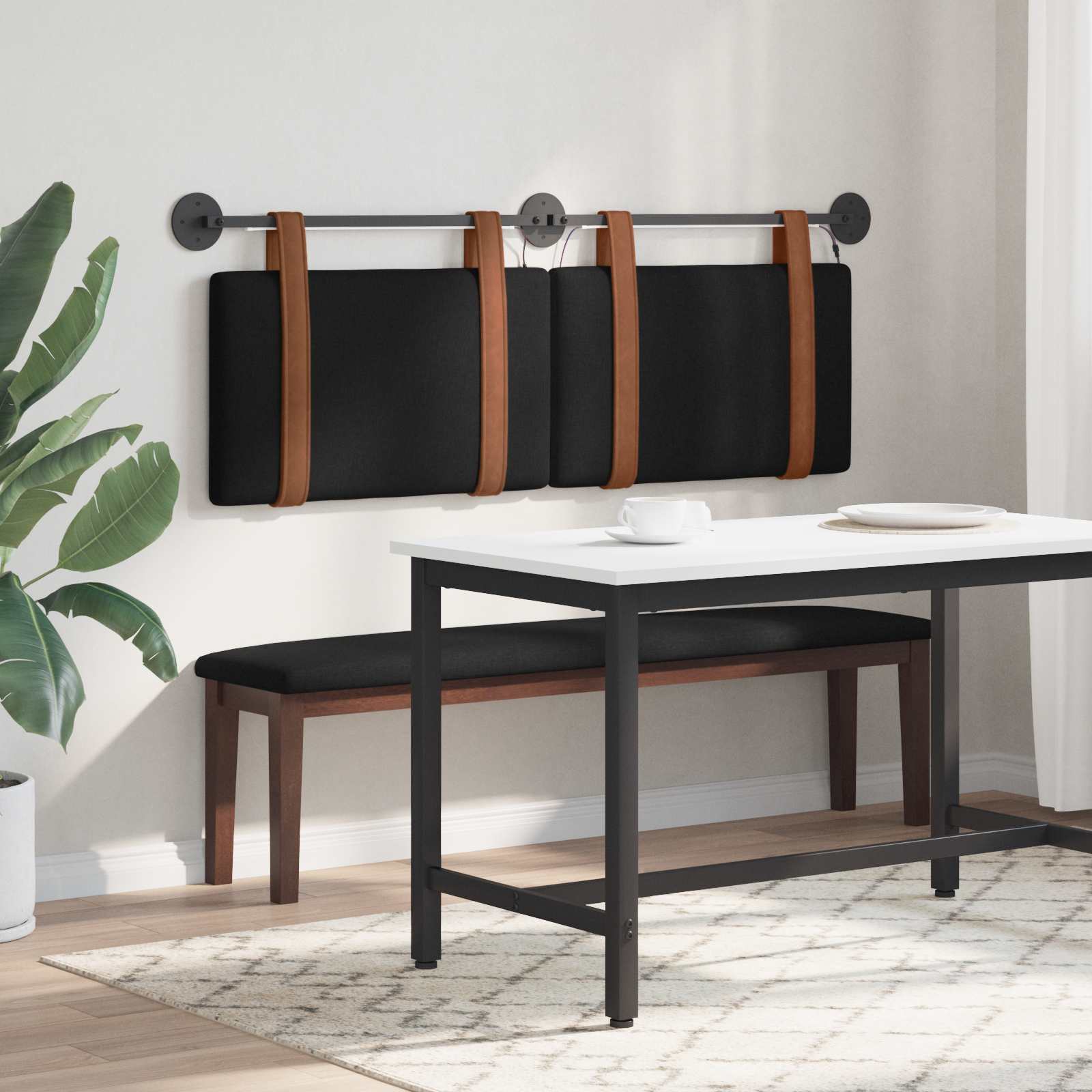 Tête de lit suspendue Avec lumière LED Noir PU antique - XIOS