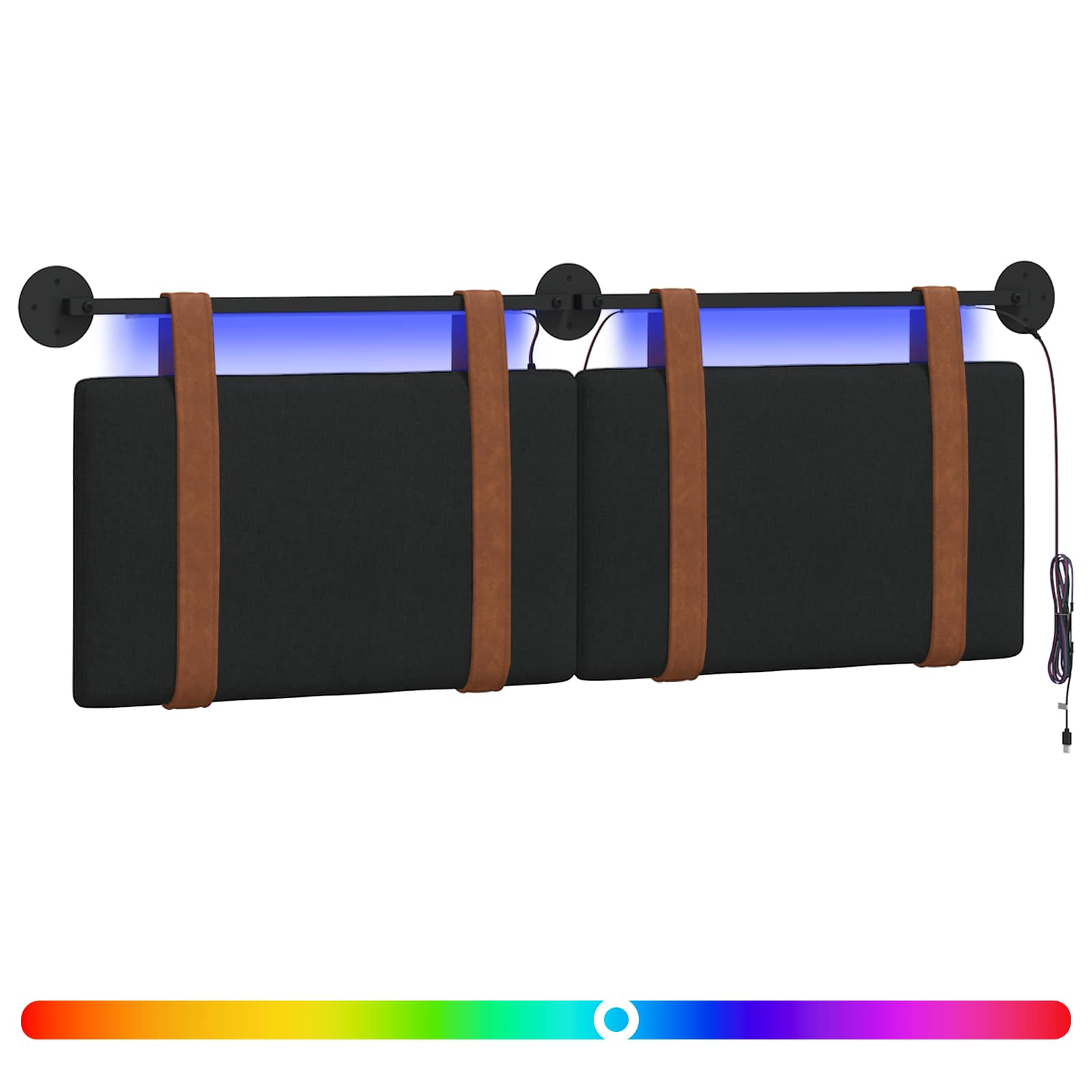 Tête de lit suspendue Avec lumière LED Noir PU antique - XIOS