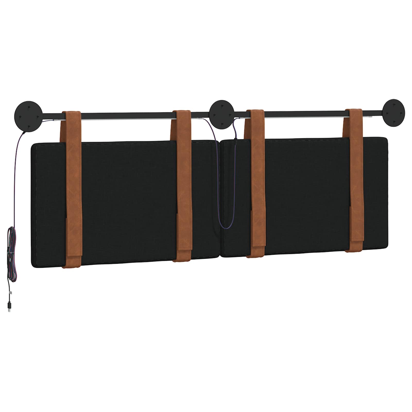 Tête de lit suspendue Avec lumière LED Noir PU antique - XIOS