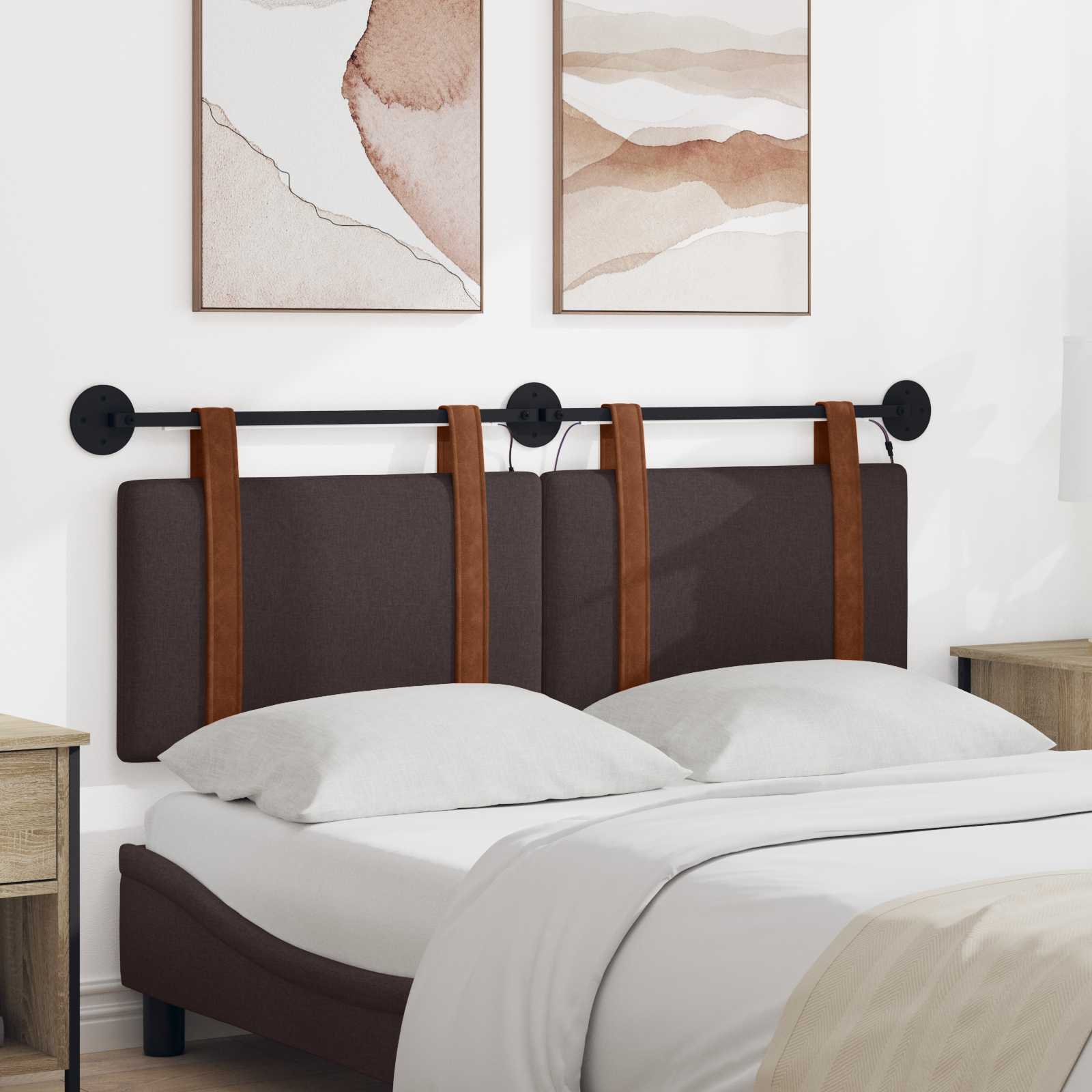 Tête de lit suspendue Avec lumière LED Marron foncé PU antique - XIOS