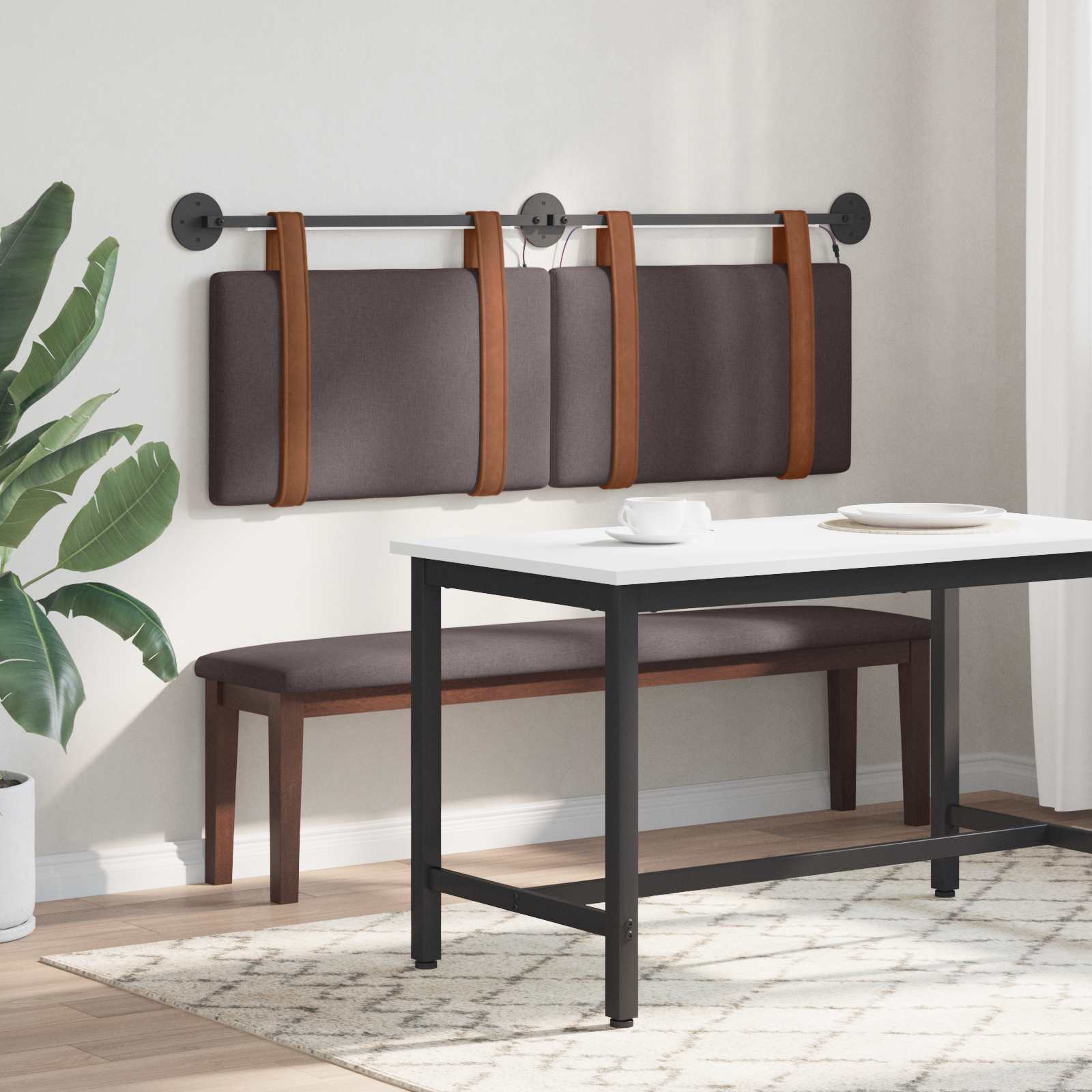 Tête de lit suspendue Avec lumière LED Marron foncé PU antique - XIOS